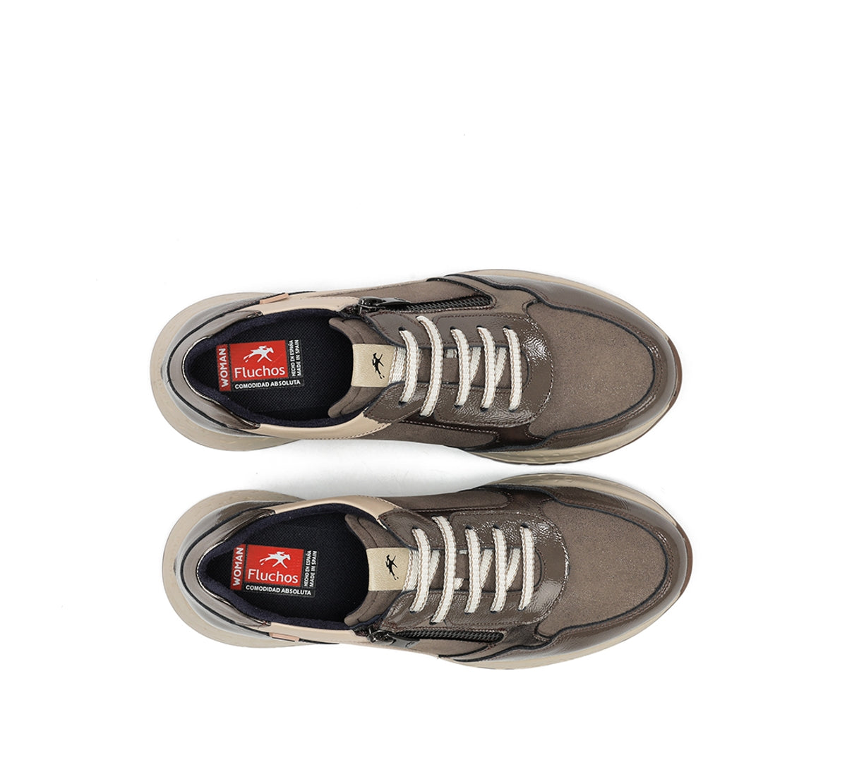 Fluchos Nexus F2308 baskets femme taupe cuir confort