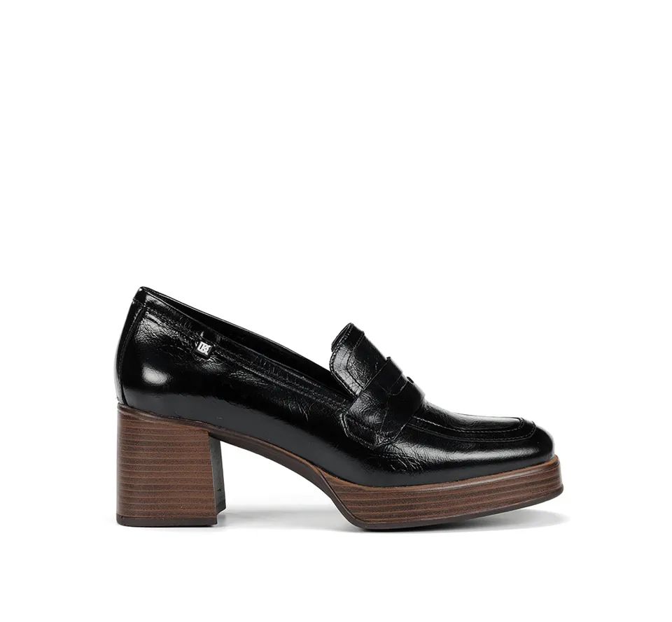 Fluchos Dorking Cristel D9334 mocassins noir plateforme