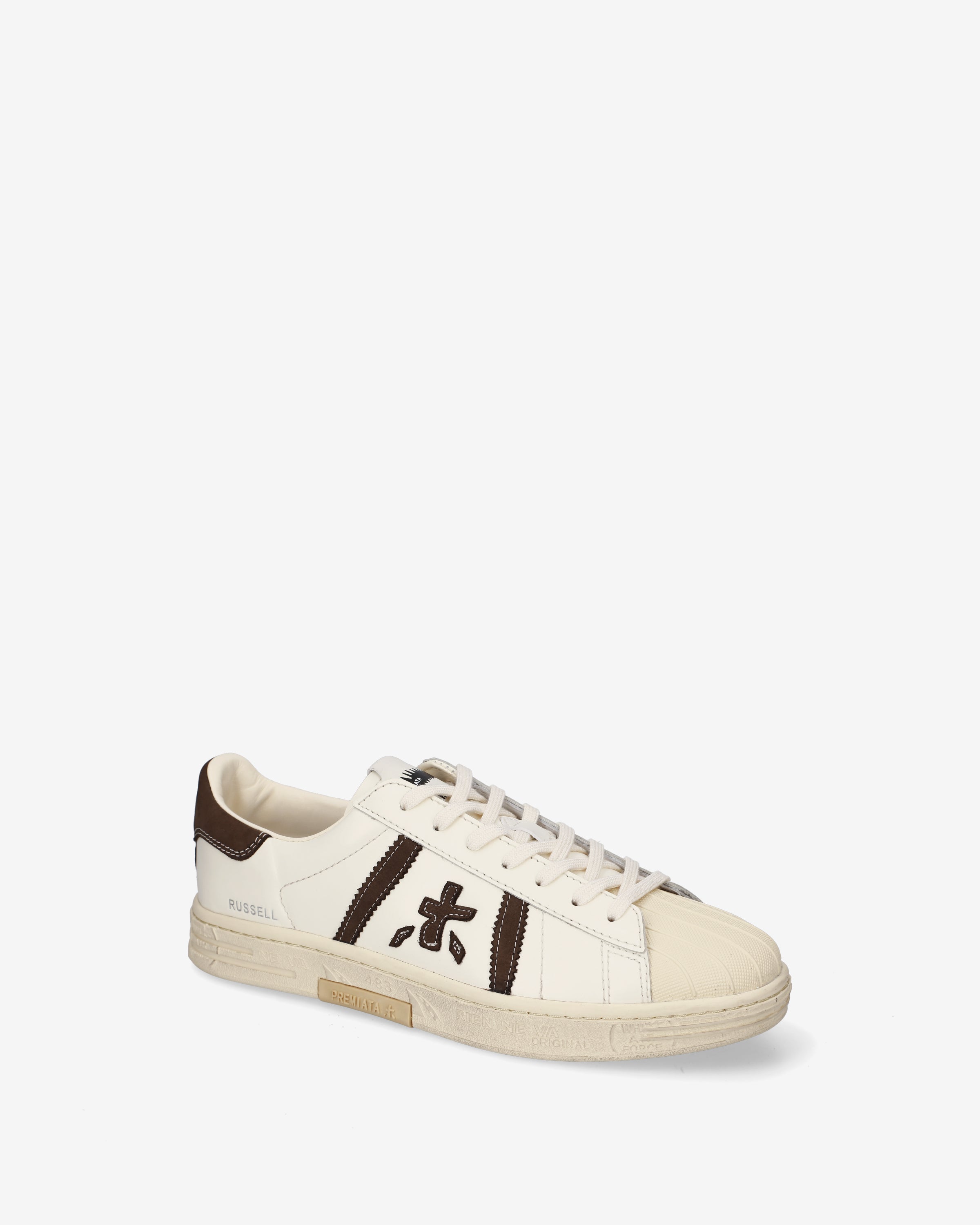 Premiata Russell 8556 sneakers cuir crème marron