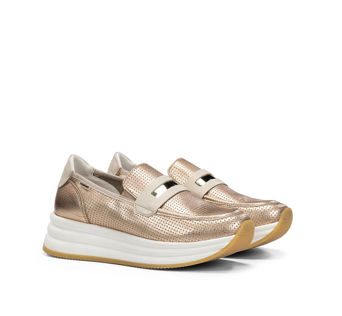 Fluchos Dorking Draz D9243 mocassins doré plateforme