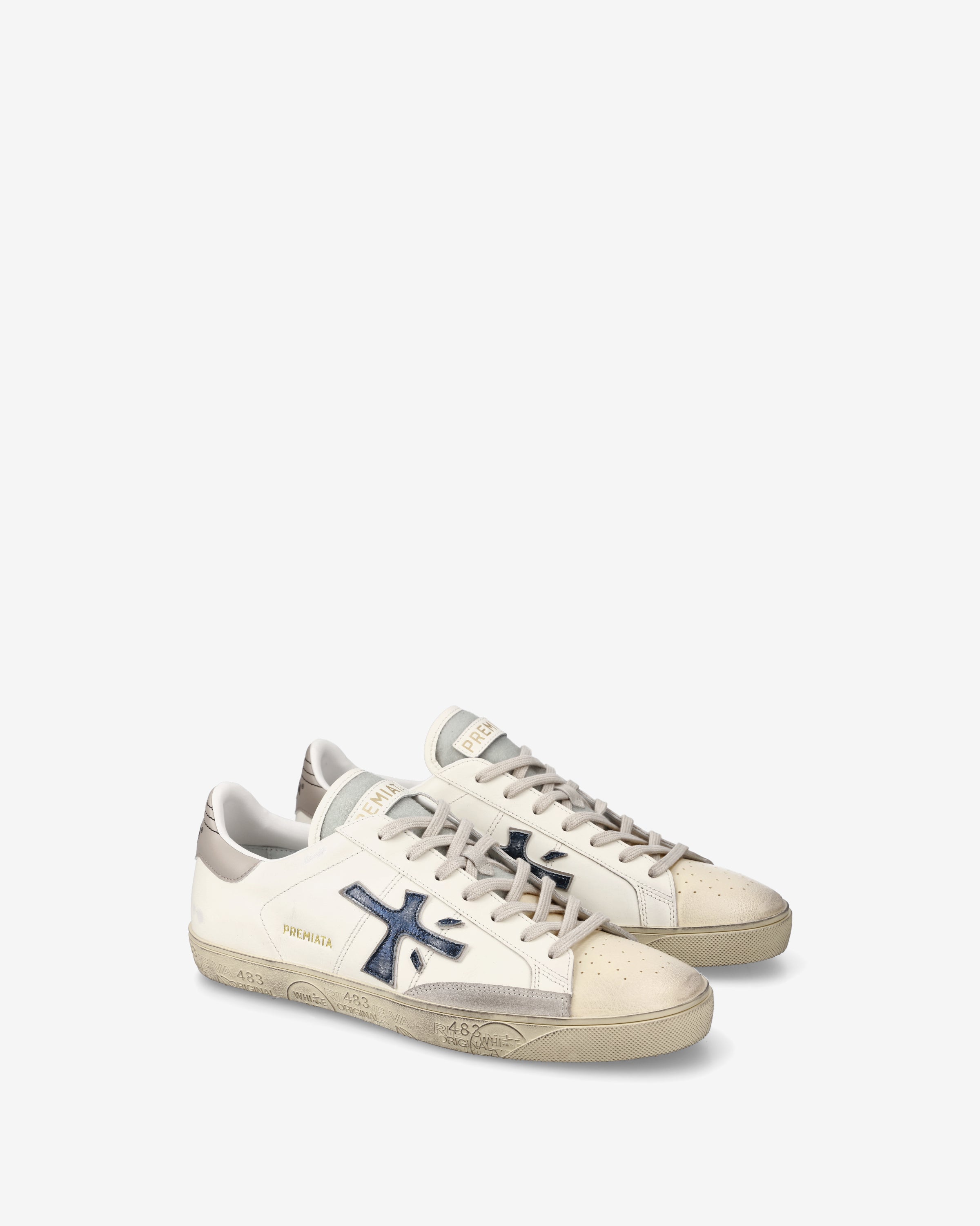 Premiata Steven 7633 sneakers homme blanc cassé cuir