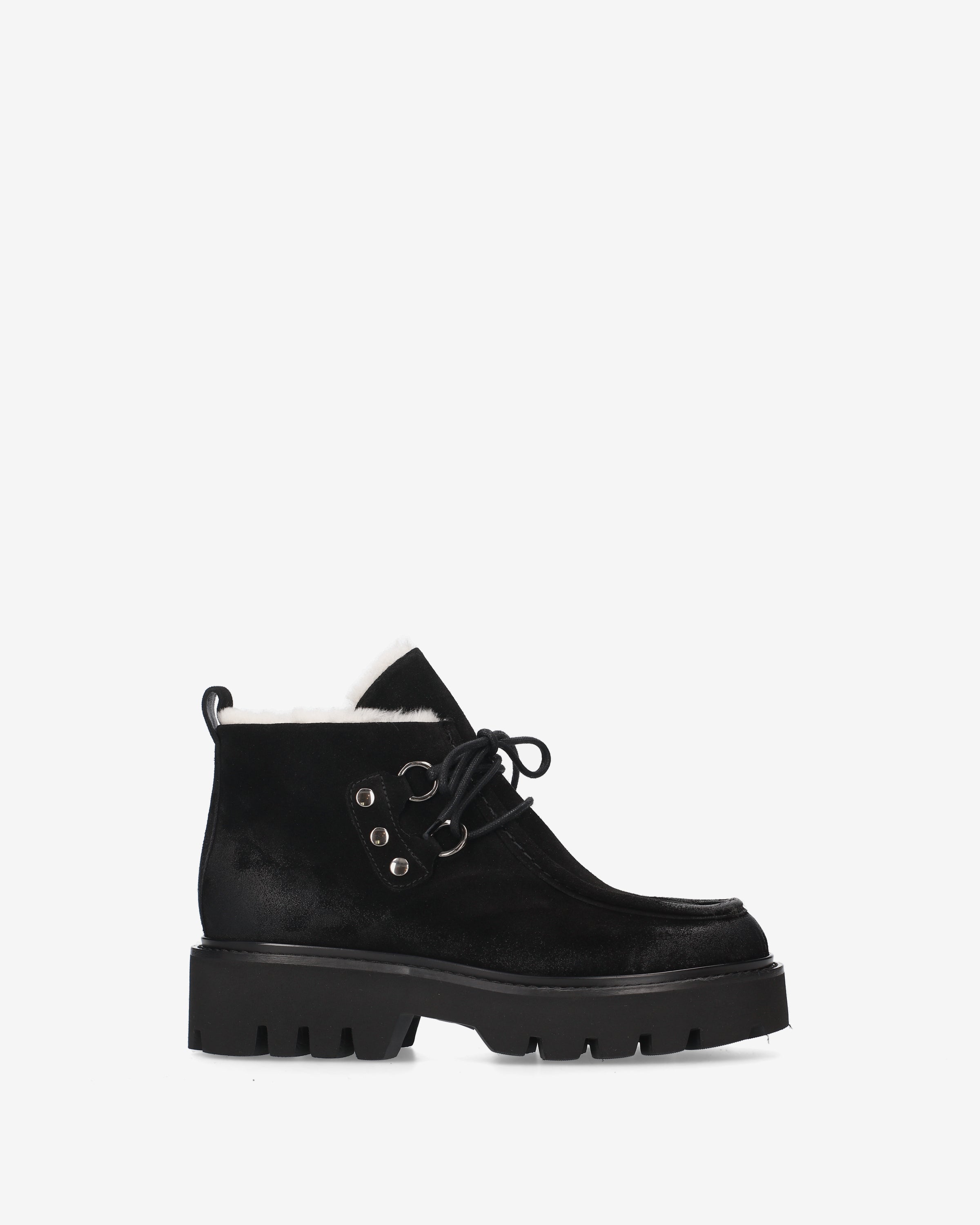 Premiata boots femme daim noir fourré mouton