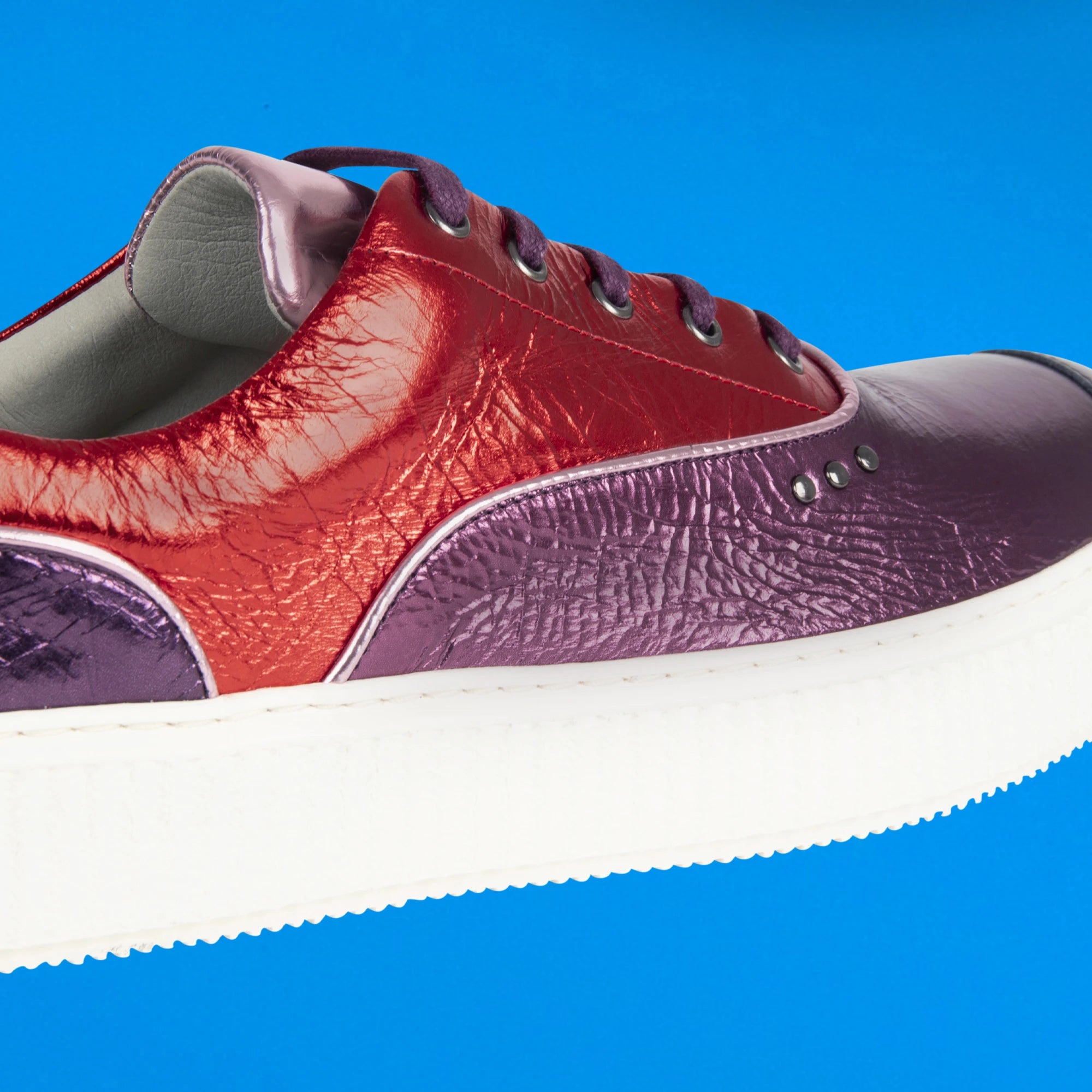 Me.Land Meaker basket cuir rose métallisé multicolore