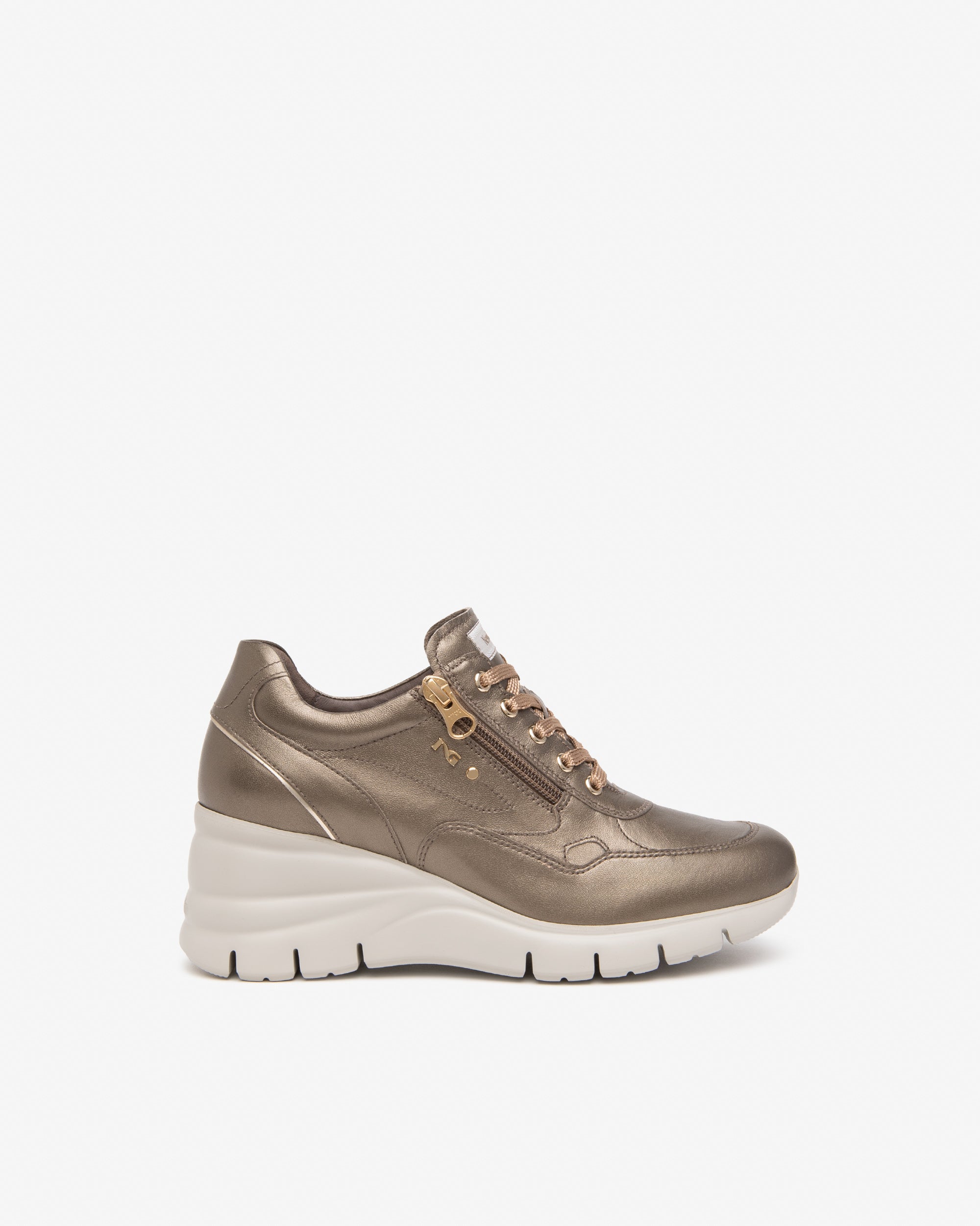 Nero Giardini Sneakers cuir femme compensées zip
