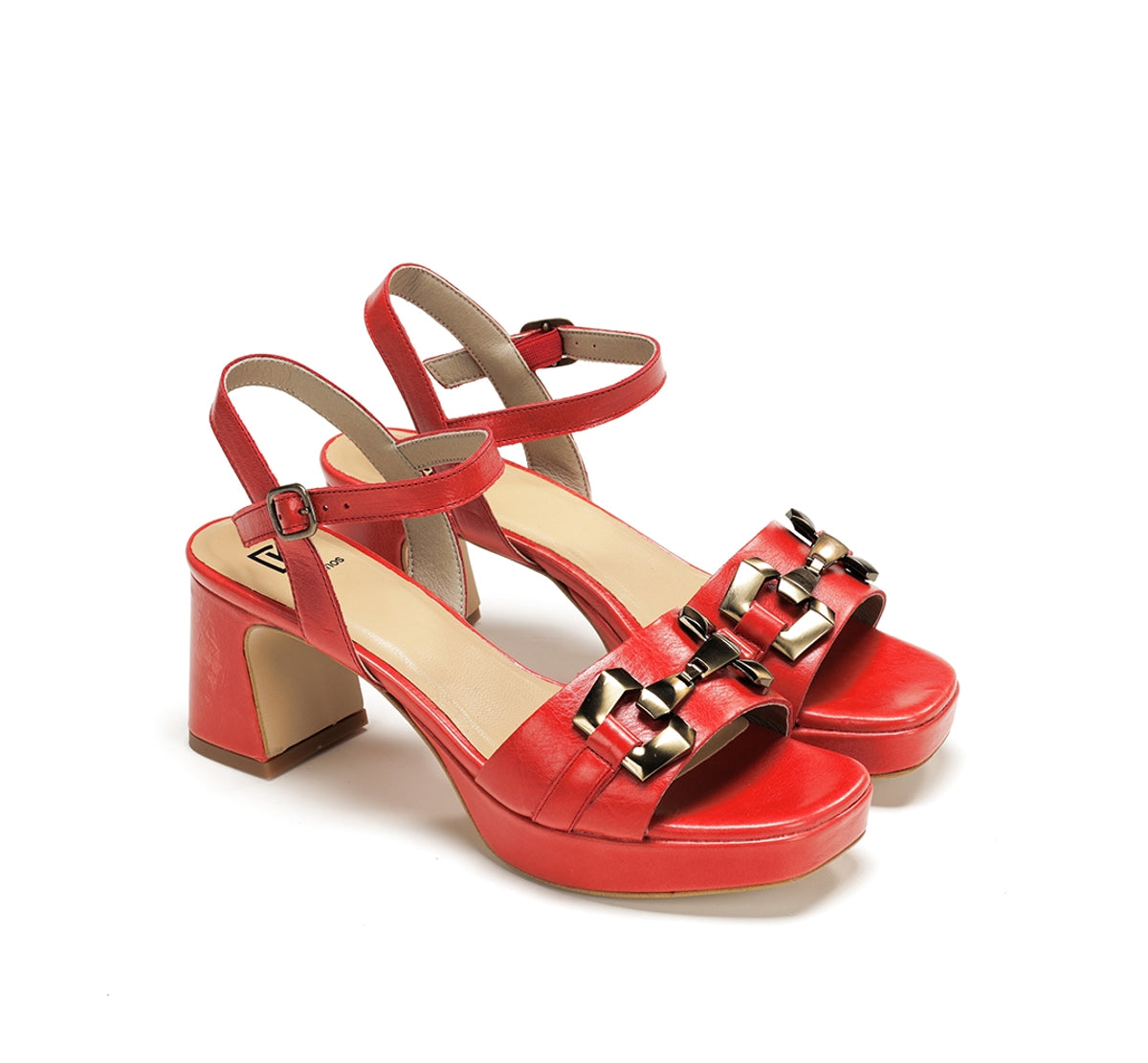 Dorking Lyra D9253 Sandales Femme Rouge Boucles