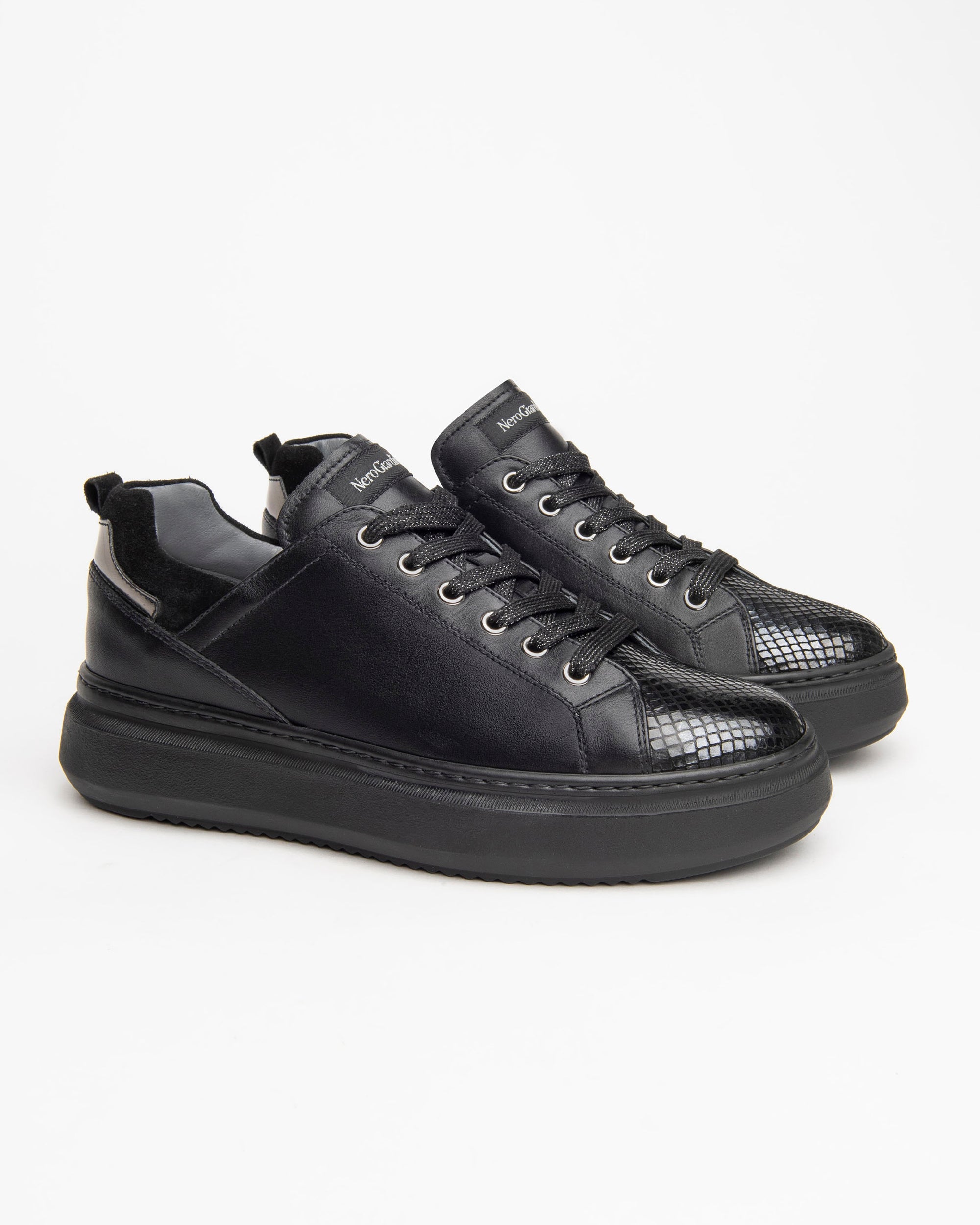 Nero Giardini Sneakers baskets cuir imprimé animal 4cm