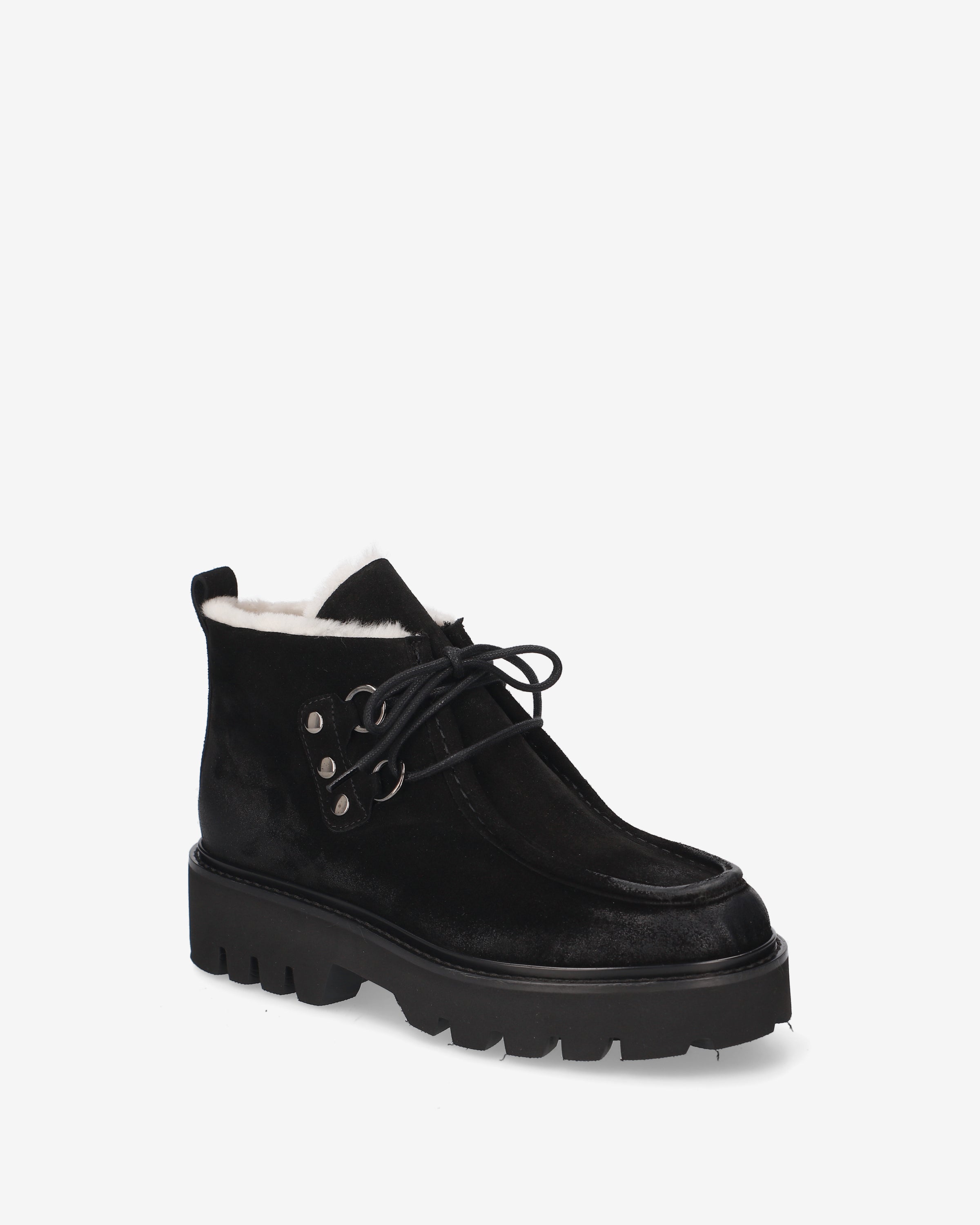 Premiata boots femme daim noir fourré mouton