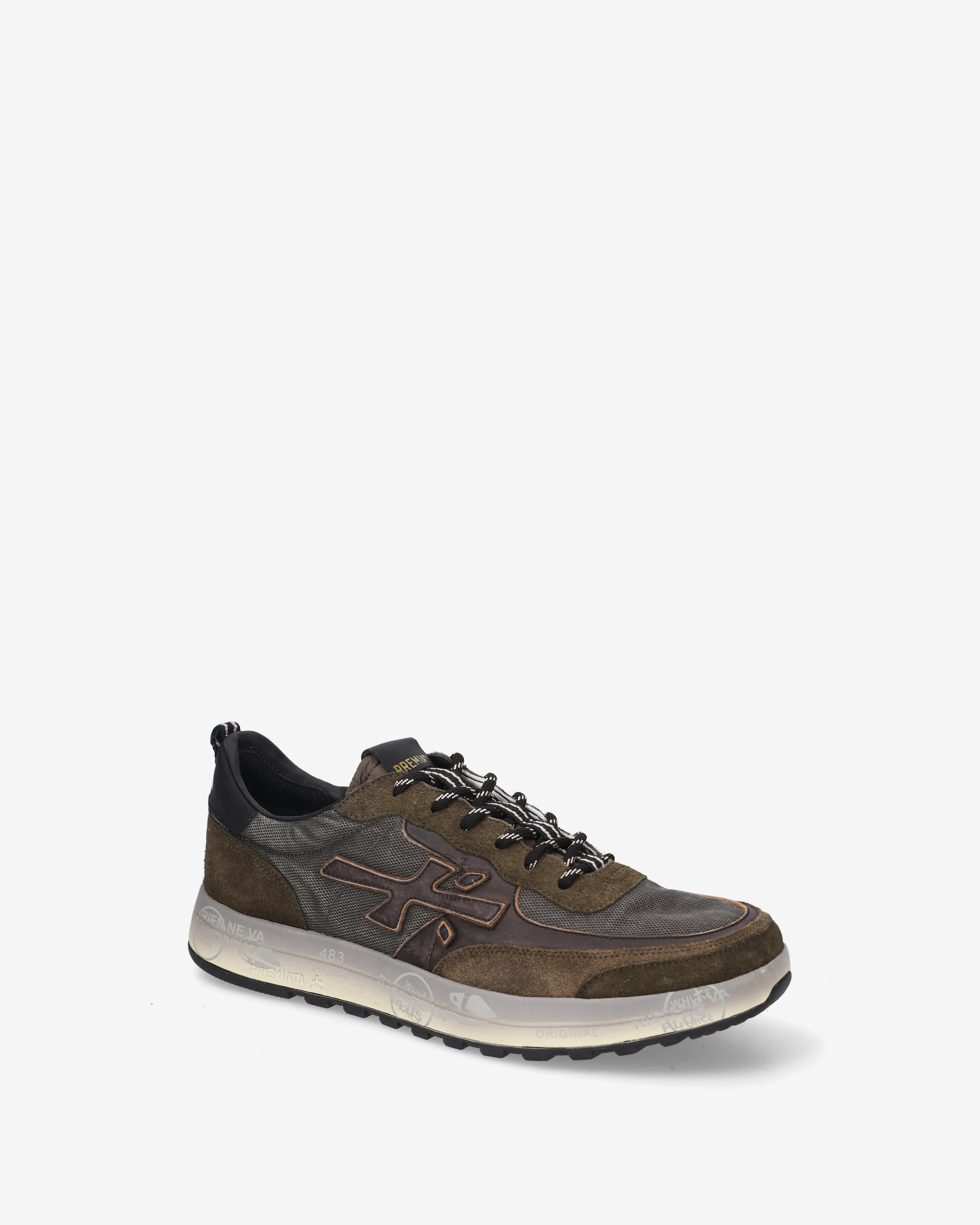 Premiata Nous 8685 baskets homme vert olive marron