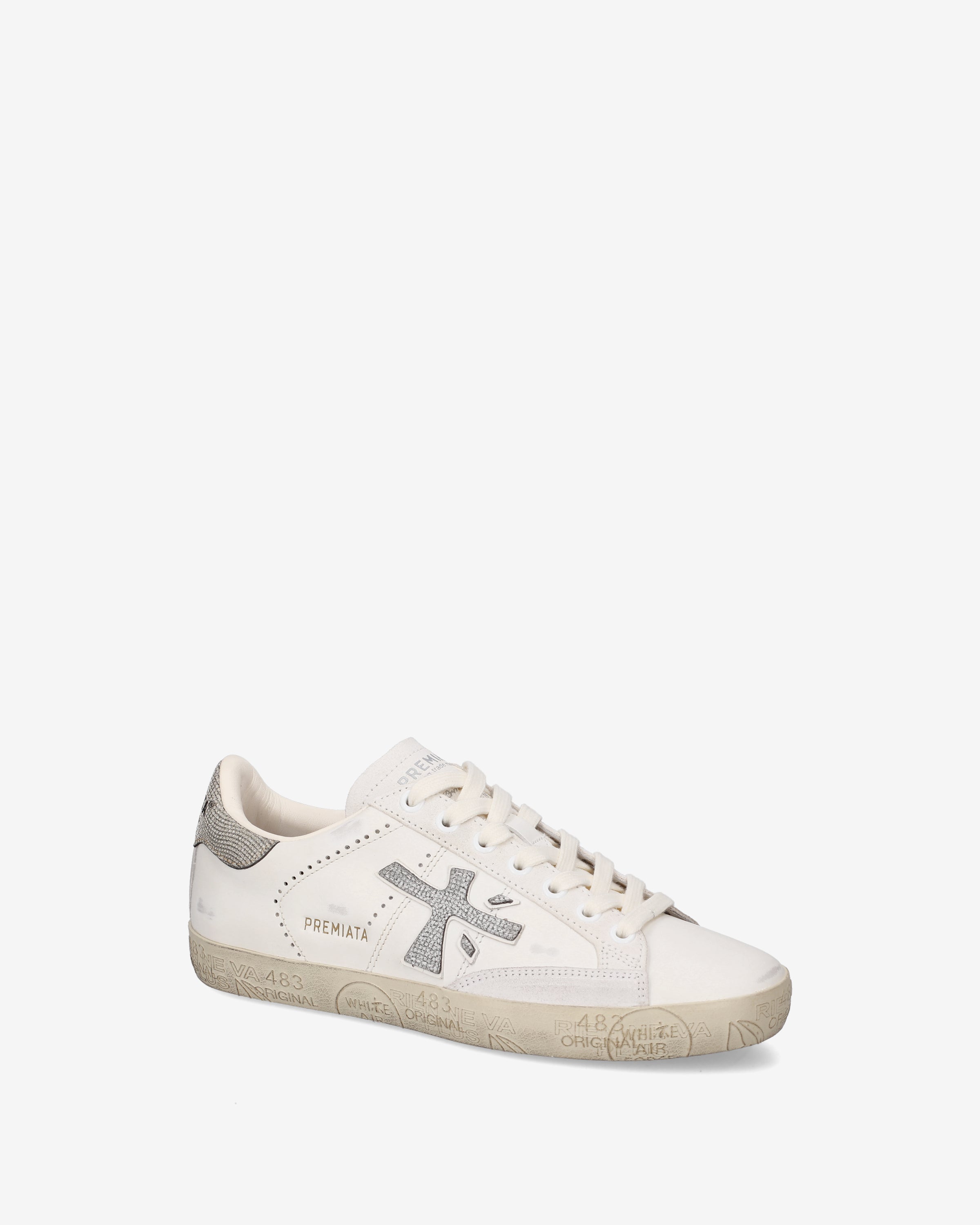 Premiata Stevend 8127 sneakers cuir blanc argent femme