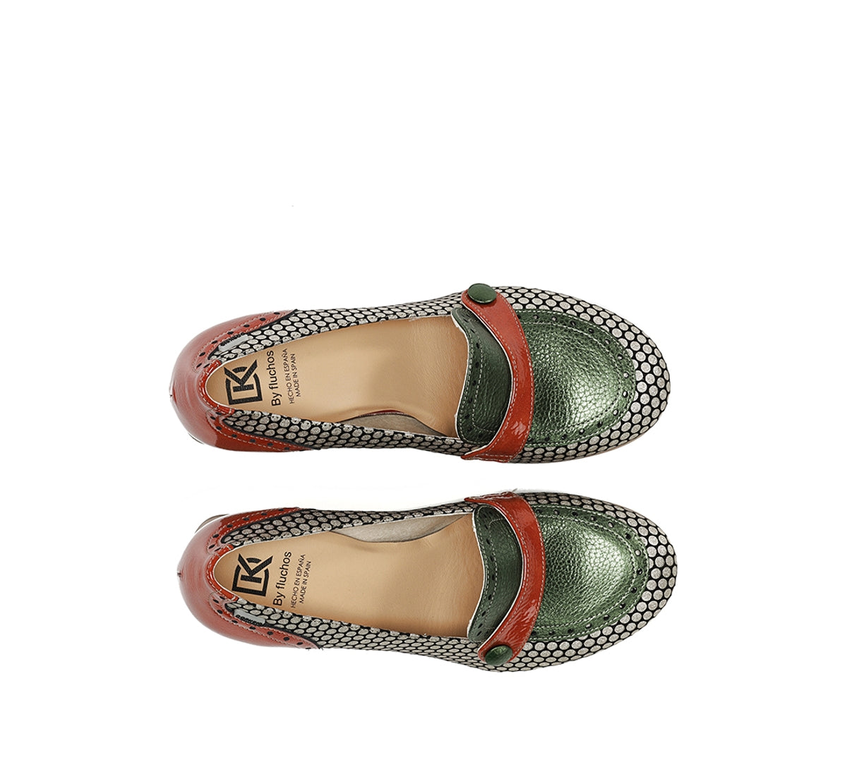 Dorking Daci D9676 mocassin femme vert talon géométrique