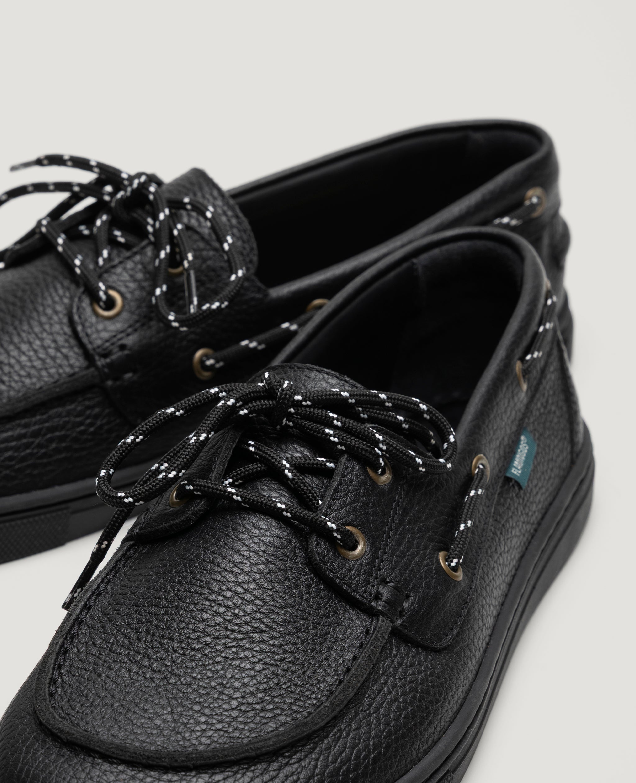 Flamingos Life Zero Boat Black chaussures bateau noir cuir