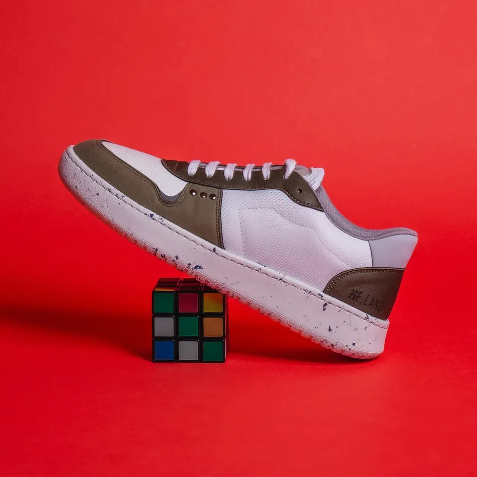 Me.Land Evan baskets vegan blanc kaki nylon recyclé