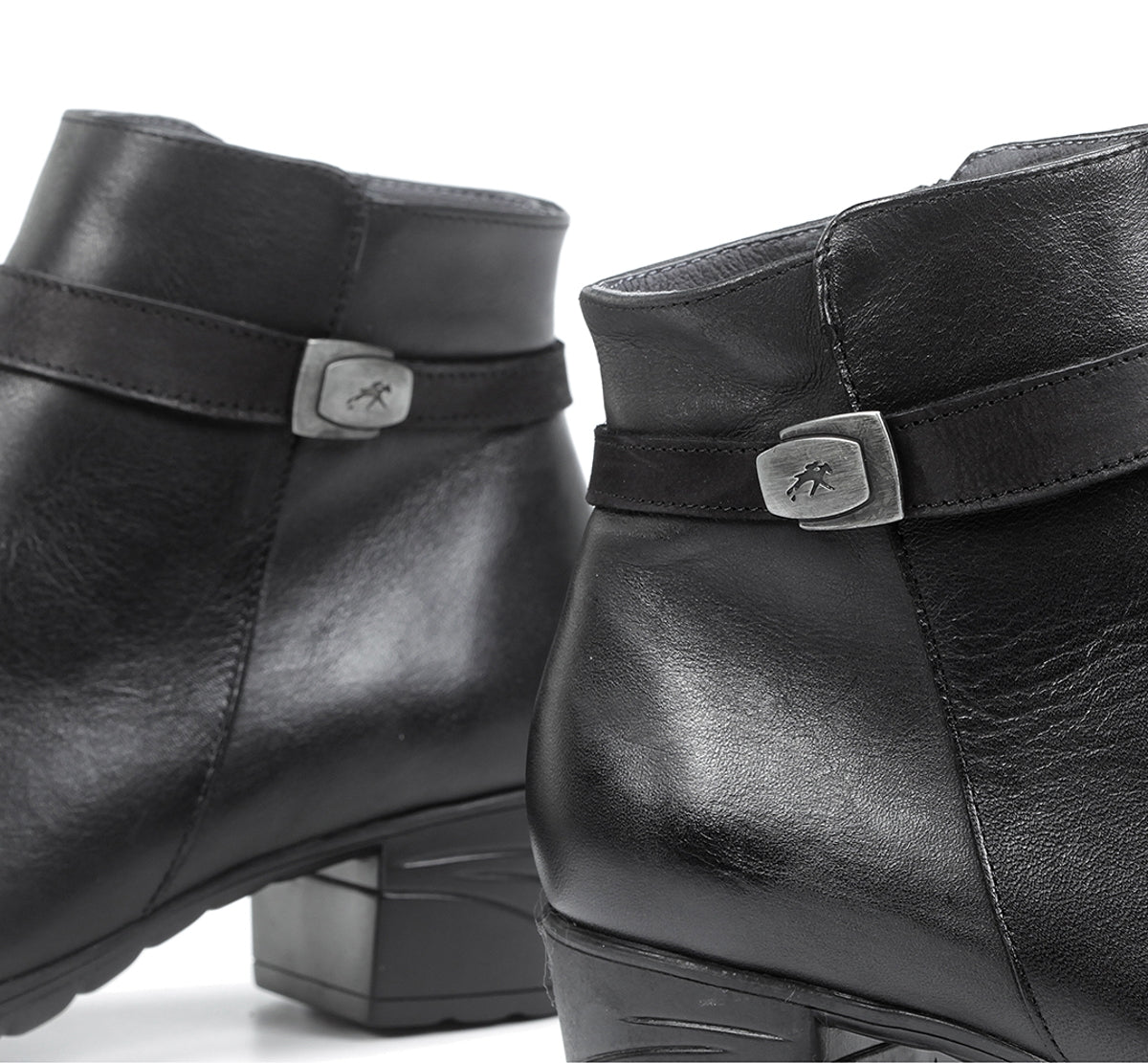 Fluchos Charis F0937 bottines noires cuir femme talon moyen