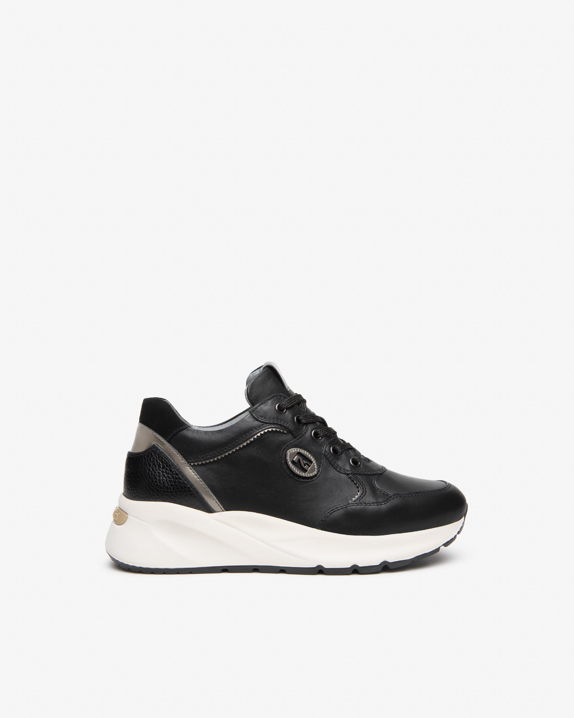 Nero Giardini Sneakers baskets cuir femme strass 60mm