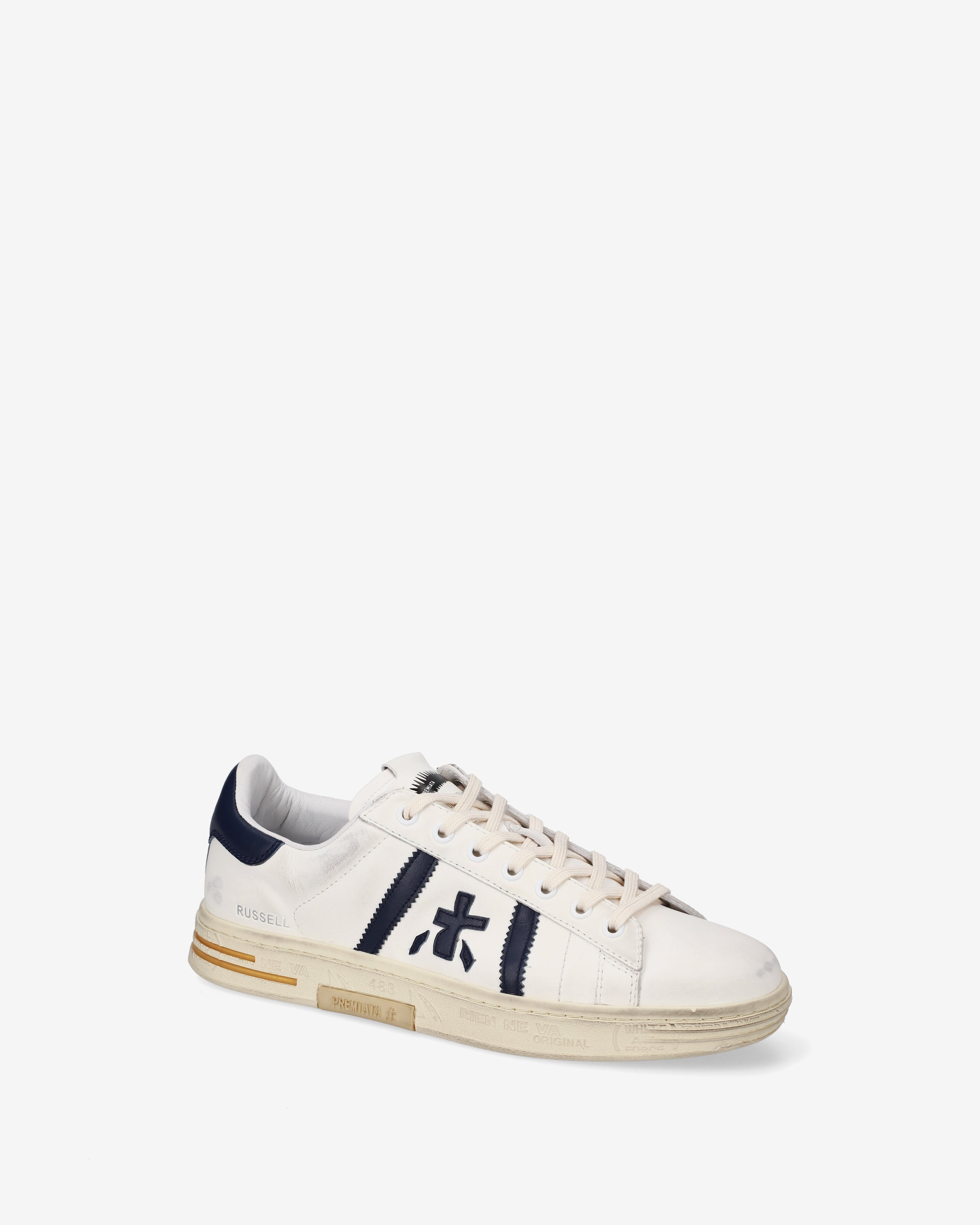 Premiata Russell 8028 baskets blanc cuir effet usé homme