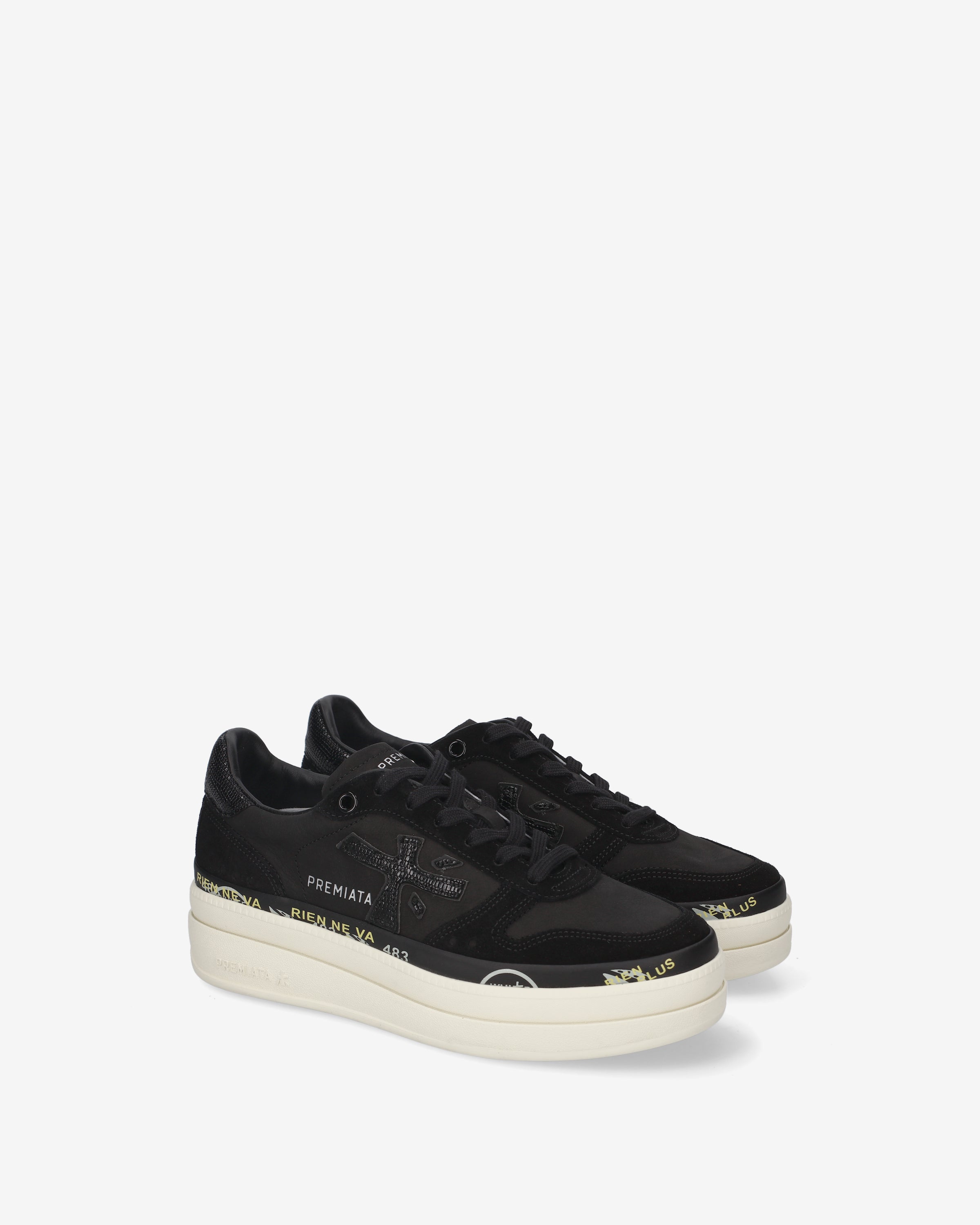 Premiata Micol 8567 sneakers femme cuir noir plateforme