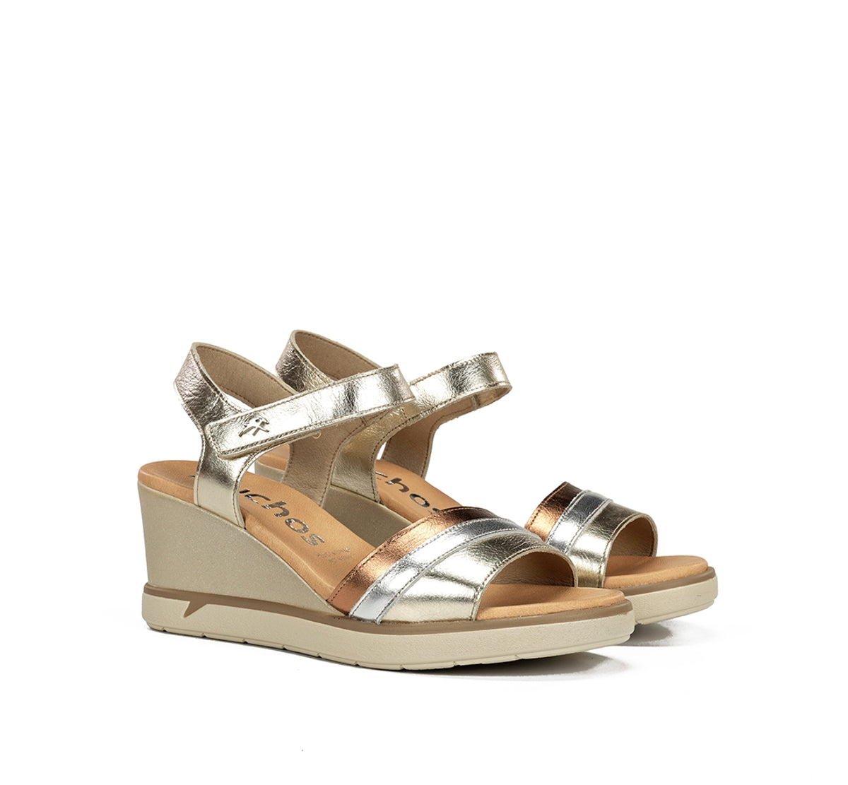 Fluchos Smash F2390 sandale dorée compensée femme