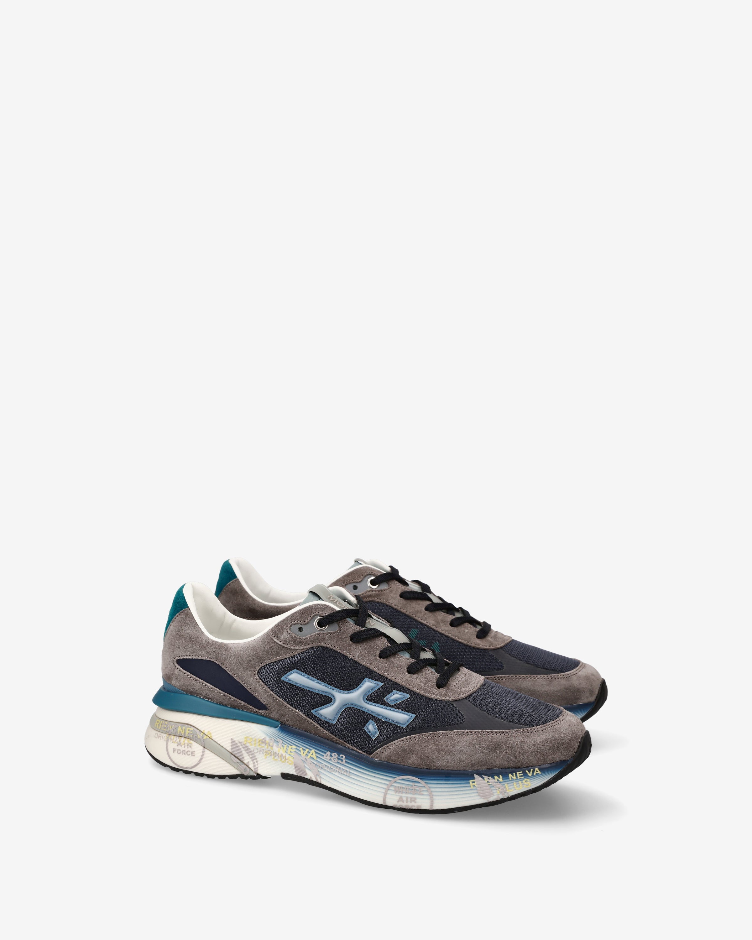 Premiata Moerun 7772 sneakers homme gris bleu mesh