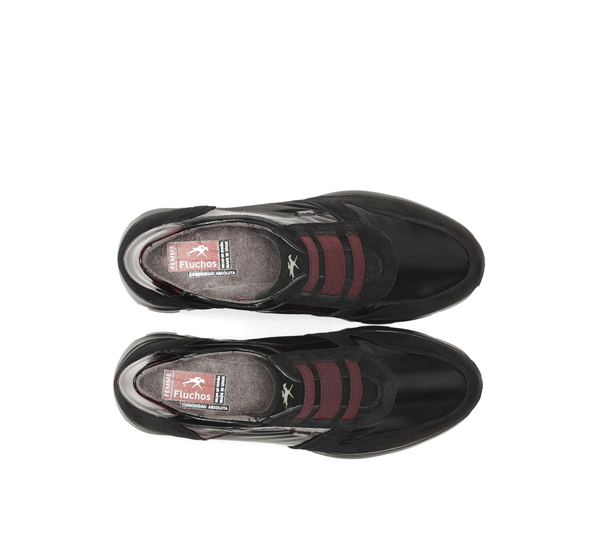 Fluchos Olas F1509 baskets noires femme cuir compensé