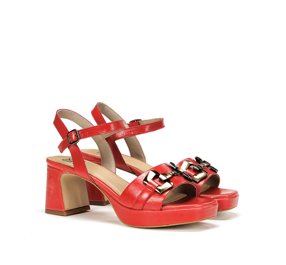Dorking Lyra D9253 Sandales Femme Rouge Boucles