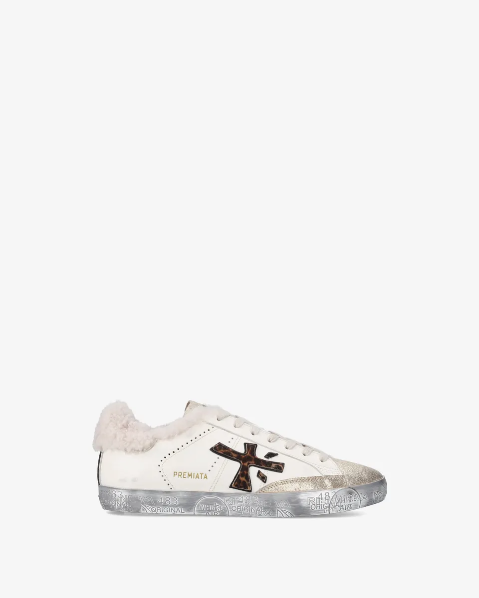Premiata Stevend 7606M baskets crème doré fourrées