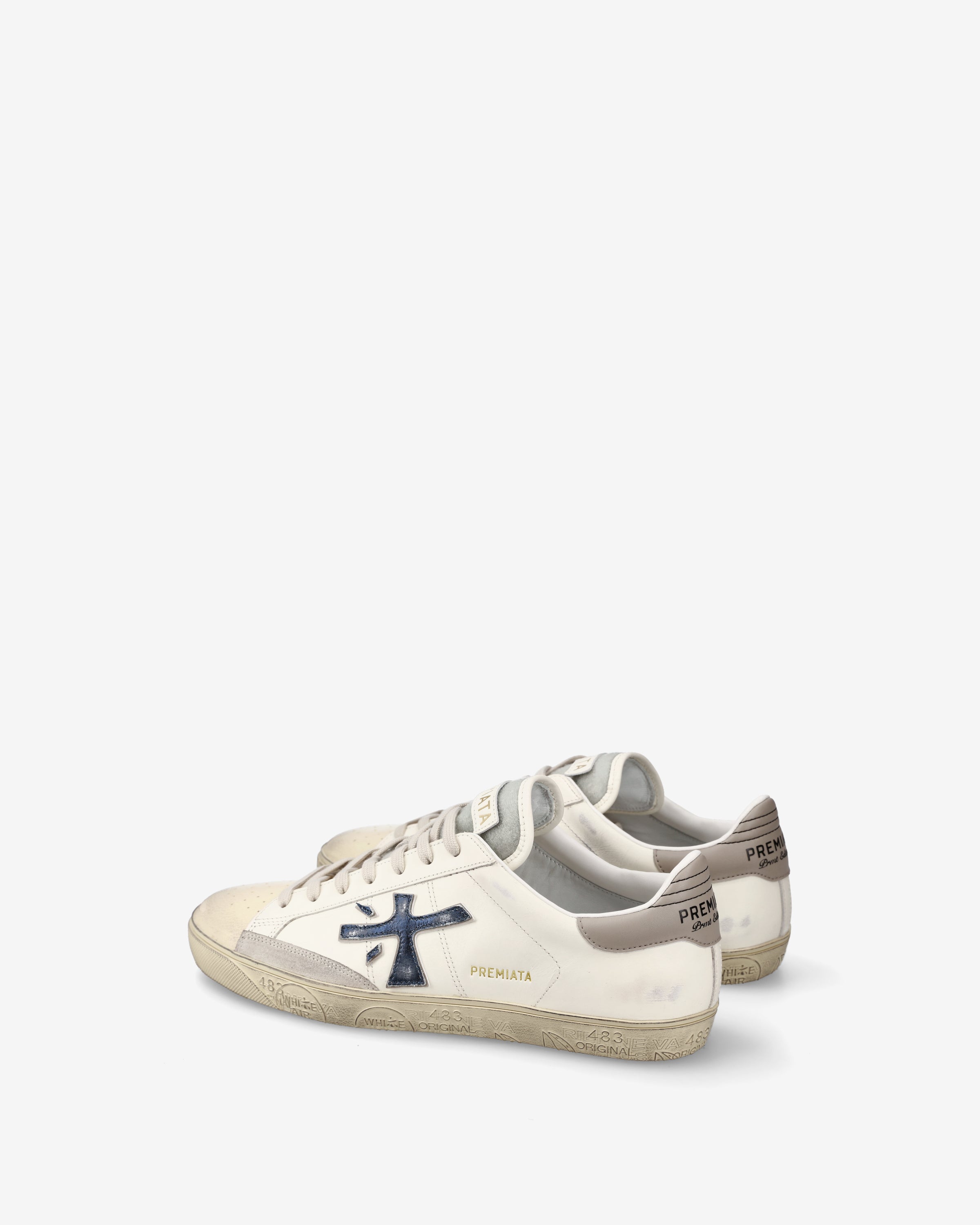 Premiata Steven 7633 sneakers homme blanc cassé cuir