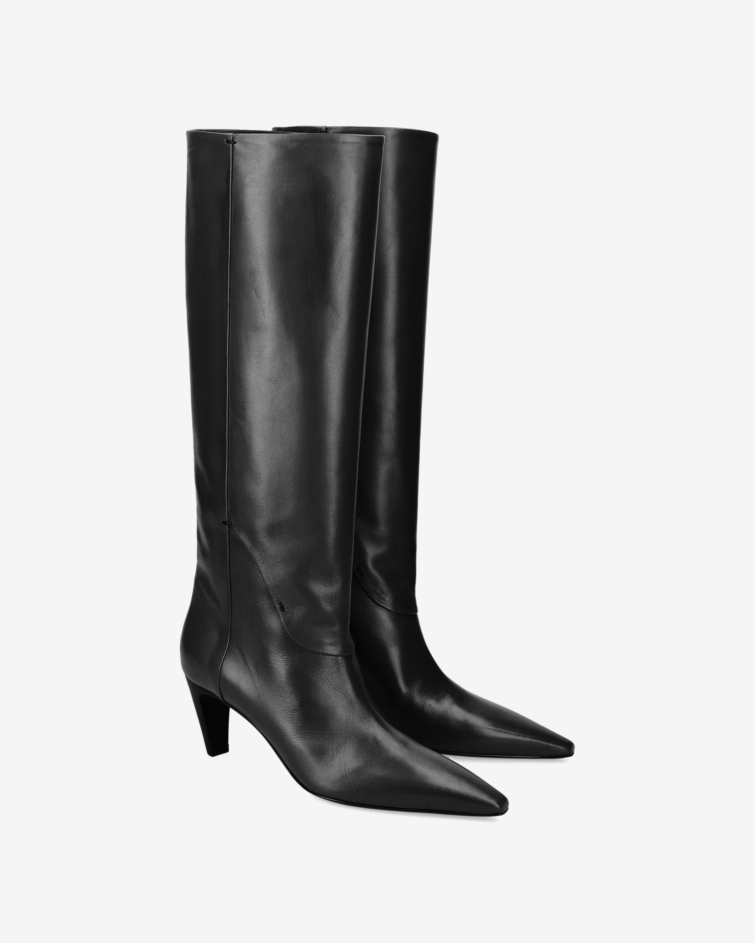 Premiata bottines cuir noir talon 70 mm femme
