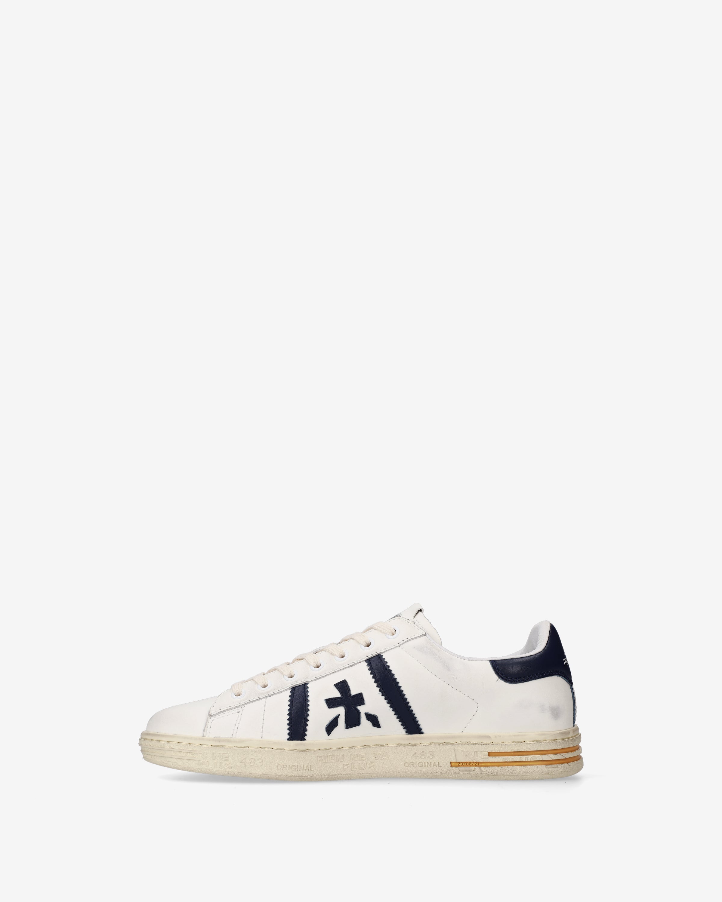 Premiata Russell 8028 baskets blanc cuir effet usé homme