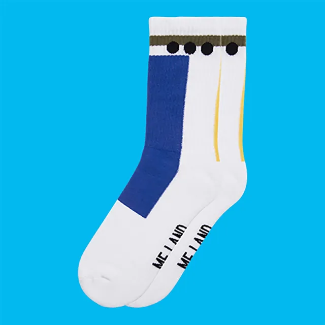 Me.Land Geo chaussettes coton bio blanc motifs