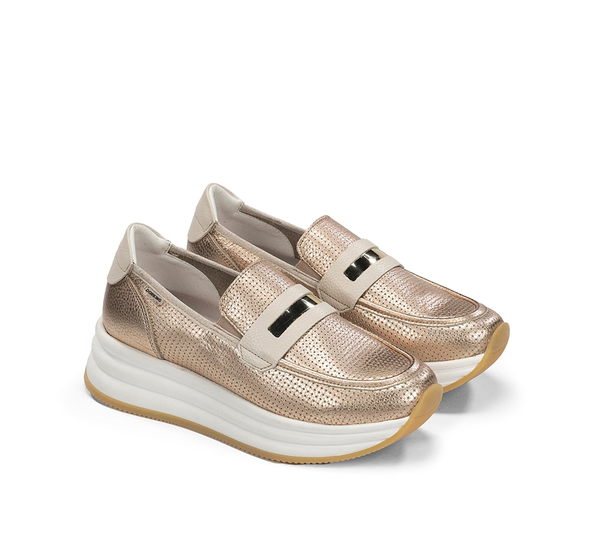 Fluchos Dorking Draz D9243 mocassins doré plateforme
