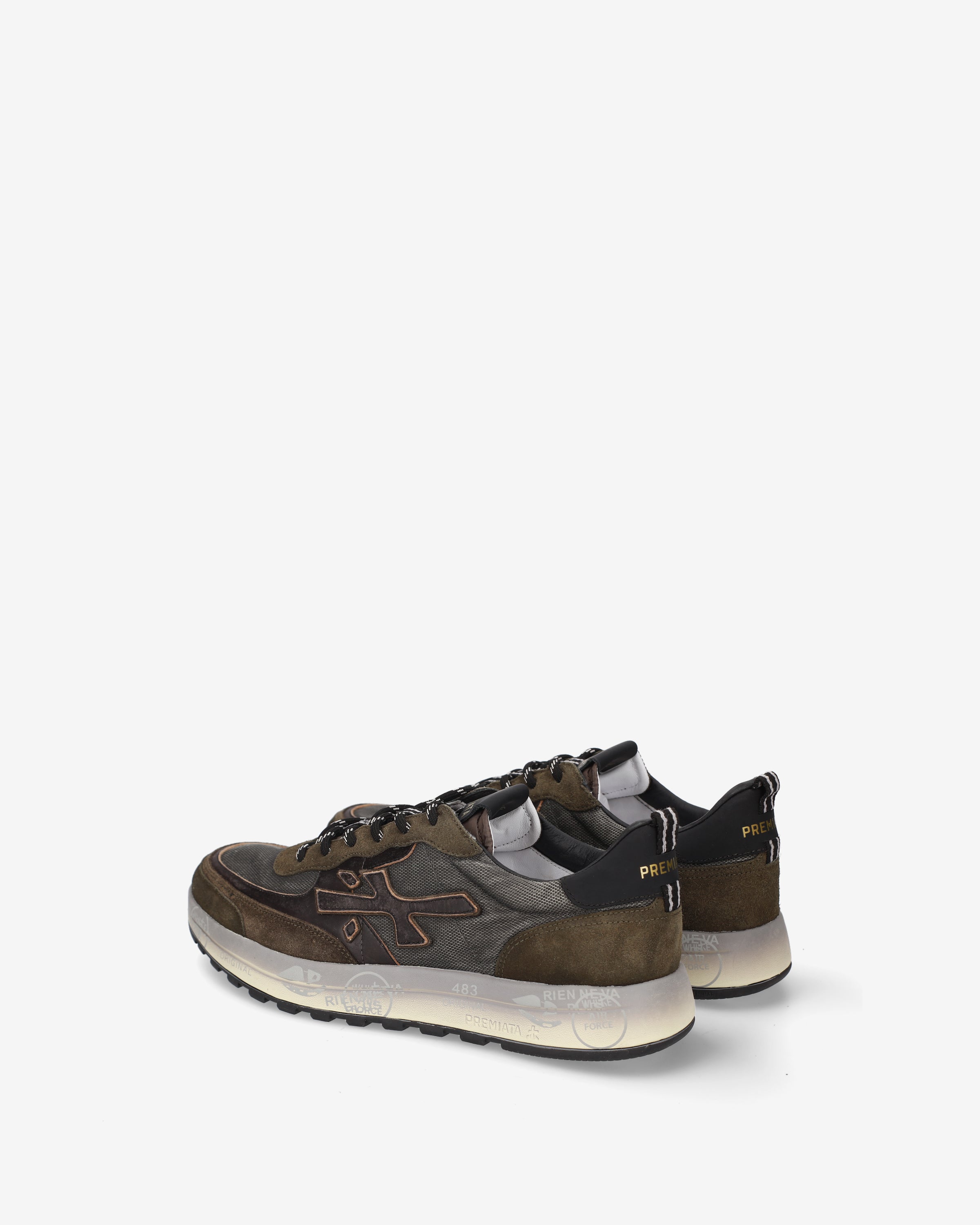 Premiata Nous 8685 baskets homme vert olive marron