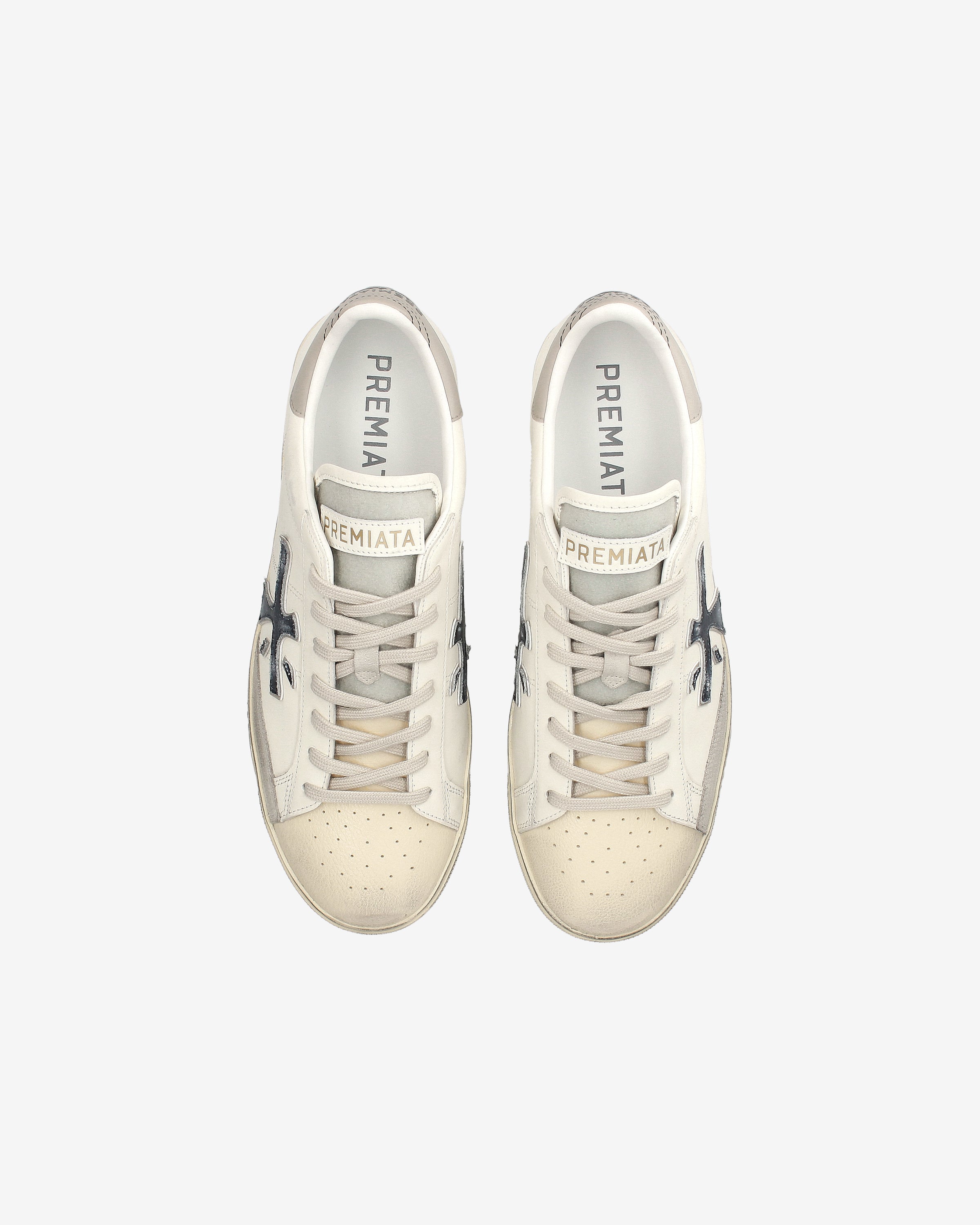 Premiata Steven 7633 sneakers homme blanc cassé cuir