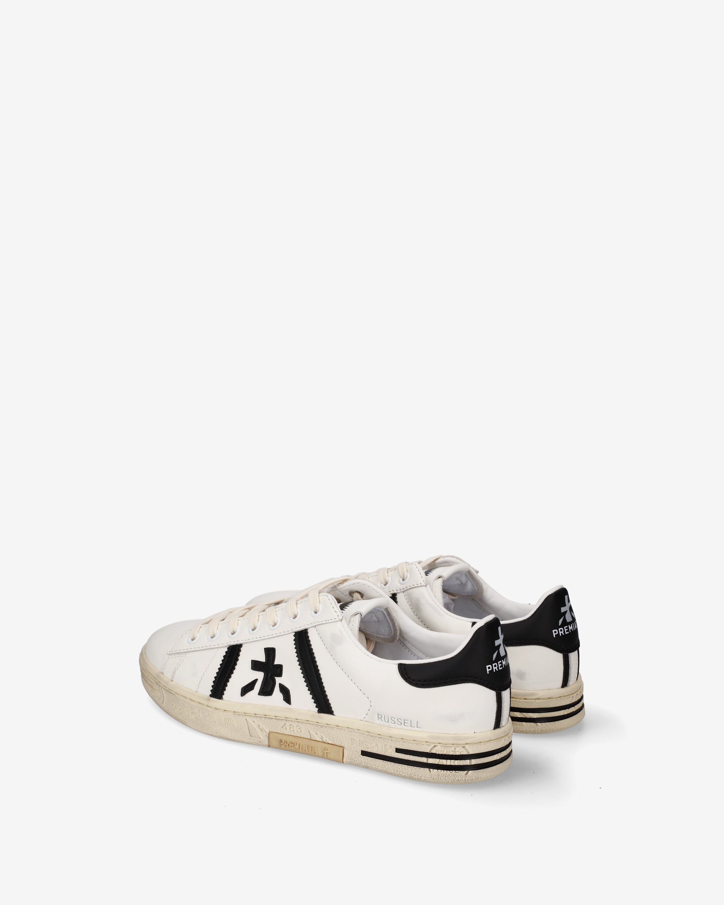 Premiata Russell 8561 baskets cuir crème noir