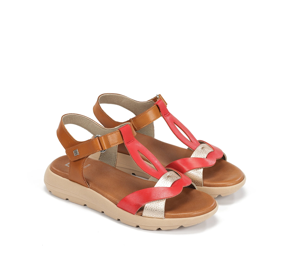 Dorking Gandia D9466 Sandales Rouge Femme Boucle