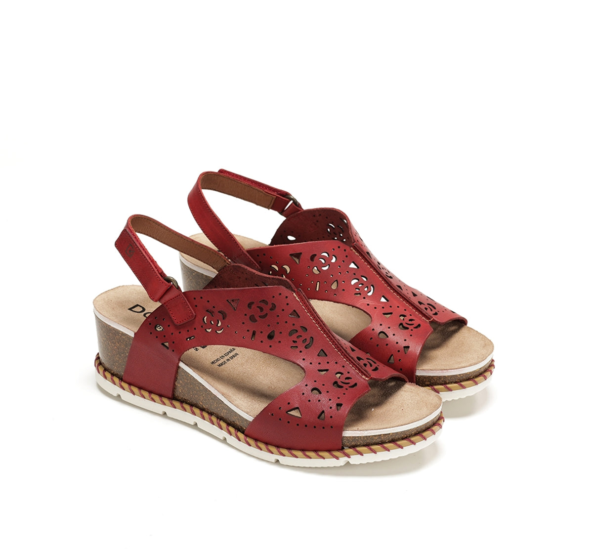 Dorking by Fluchos Gold D9319 sandales compensées rouges