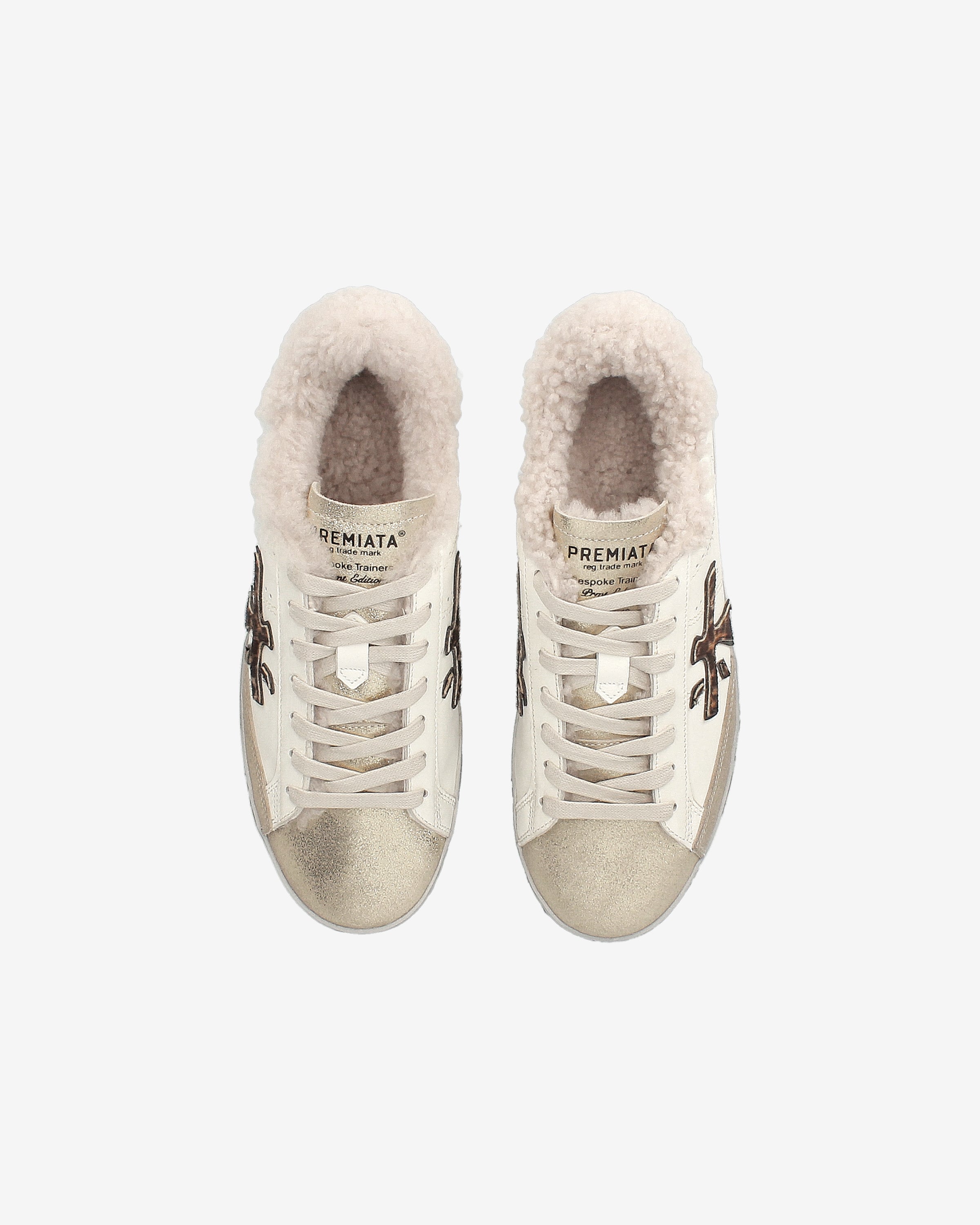 Premiata Stevend 7606M baskets crème doré fourrées