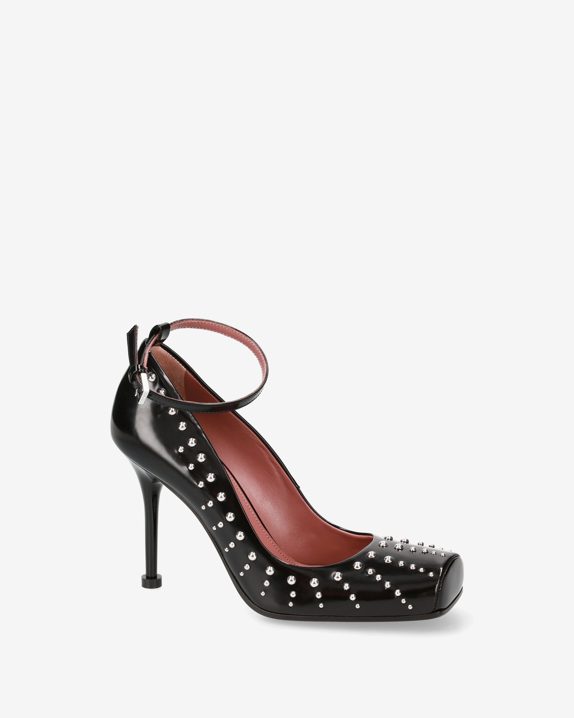 Premiata Escarpins cuir noir cloutés femme 100 mm