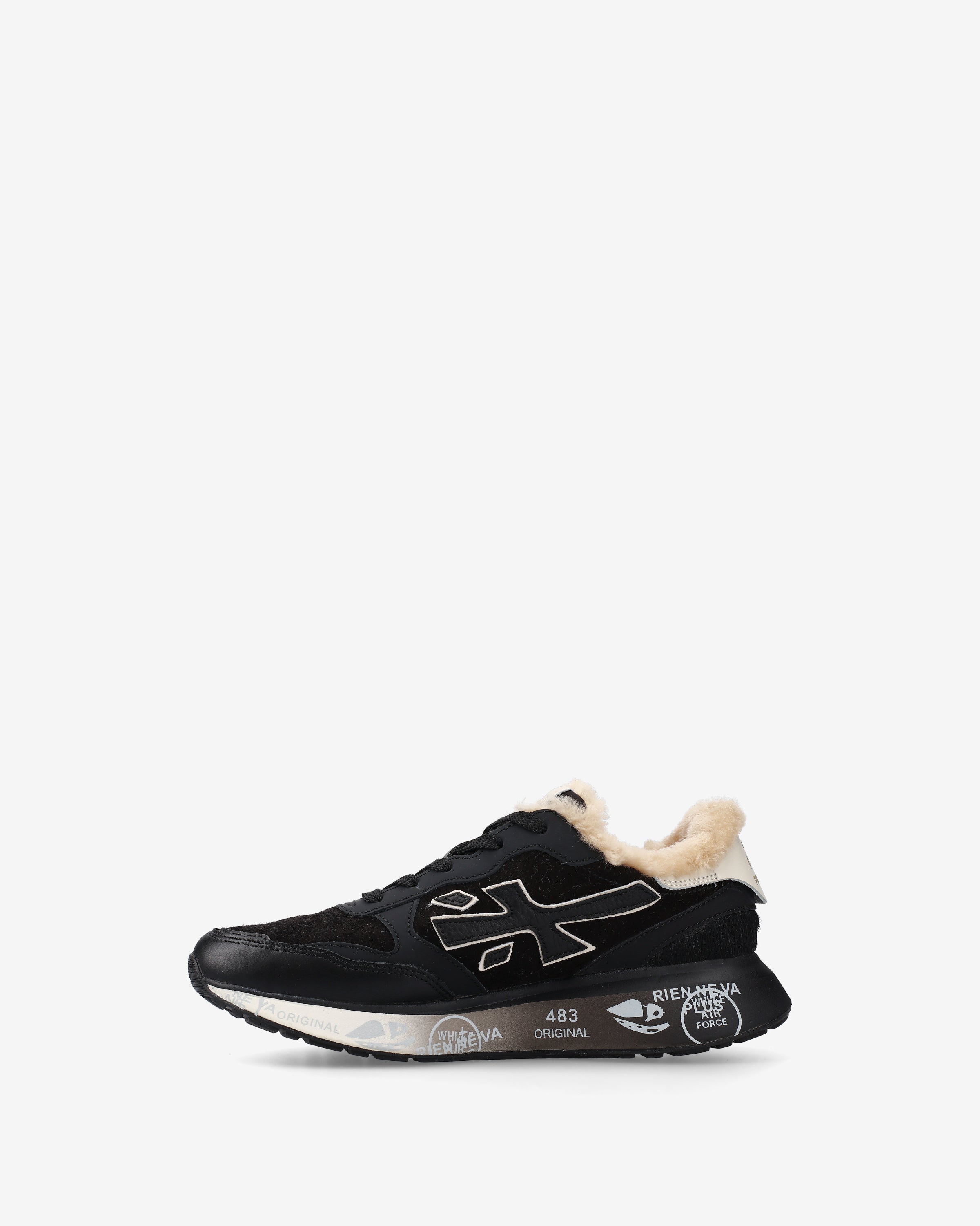 Premiata Lauryn 7803m baskets noir daim fourrure femme