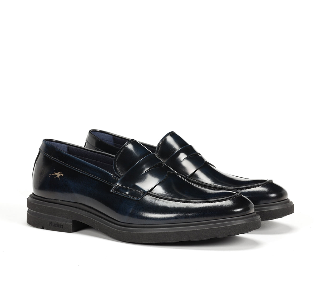 Fluchos Belgas F0633 mocassins homme bleu cuir