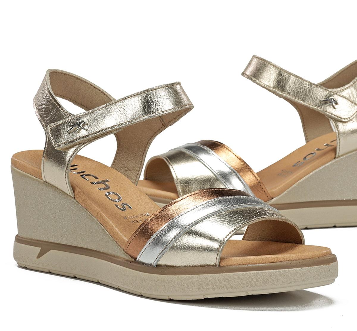 Fluchos Smash F2390 sandale dorée compensée femme