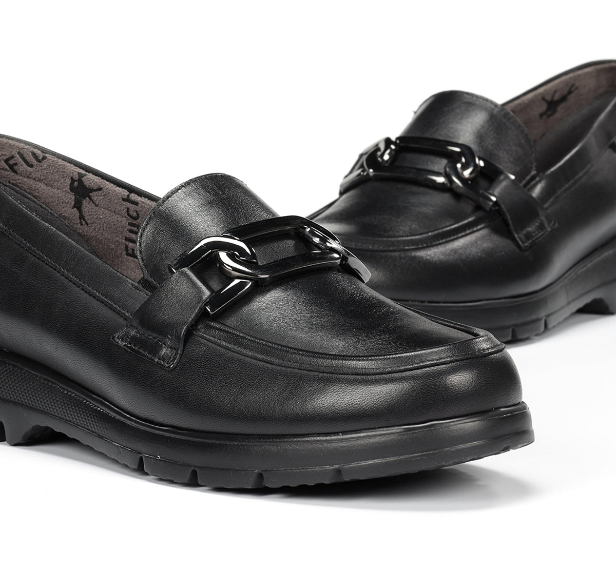 Fluchos Gladis F1794 mocassin noir cuir femme