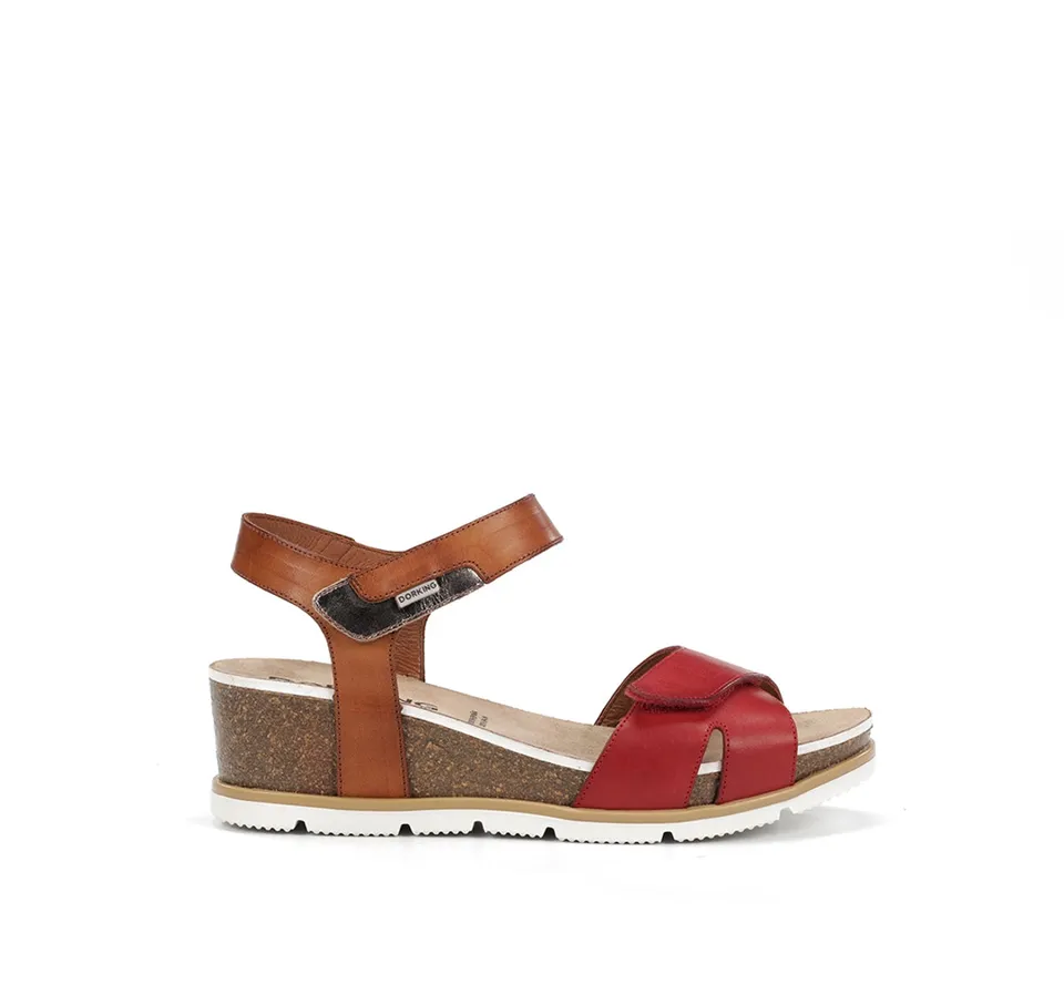 Fluchos Dorking Gold D9512 sandale rouge compensée