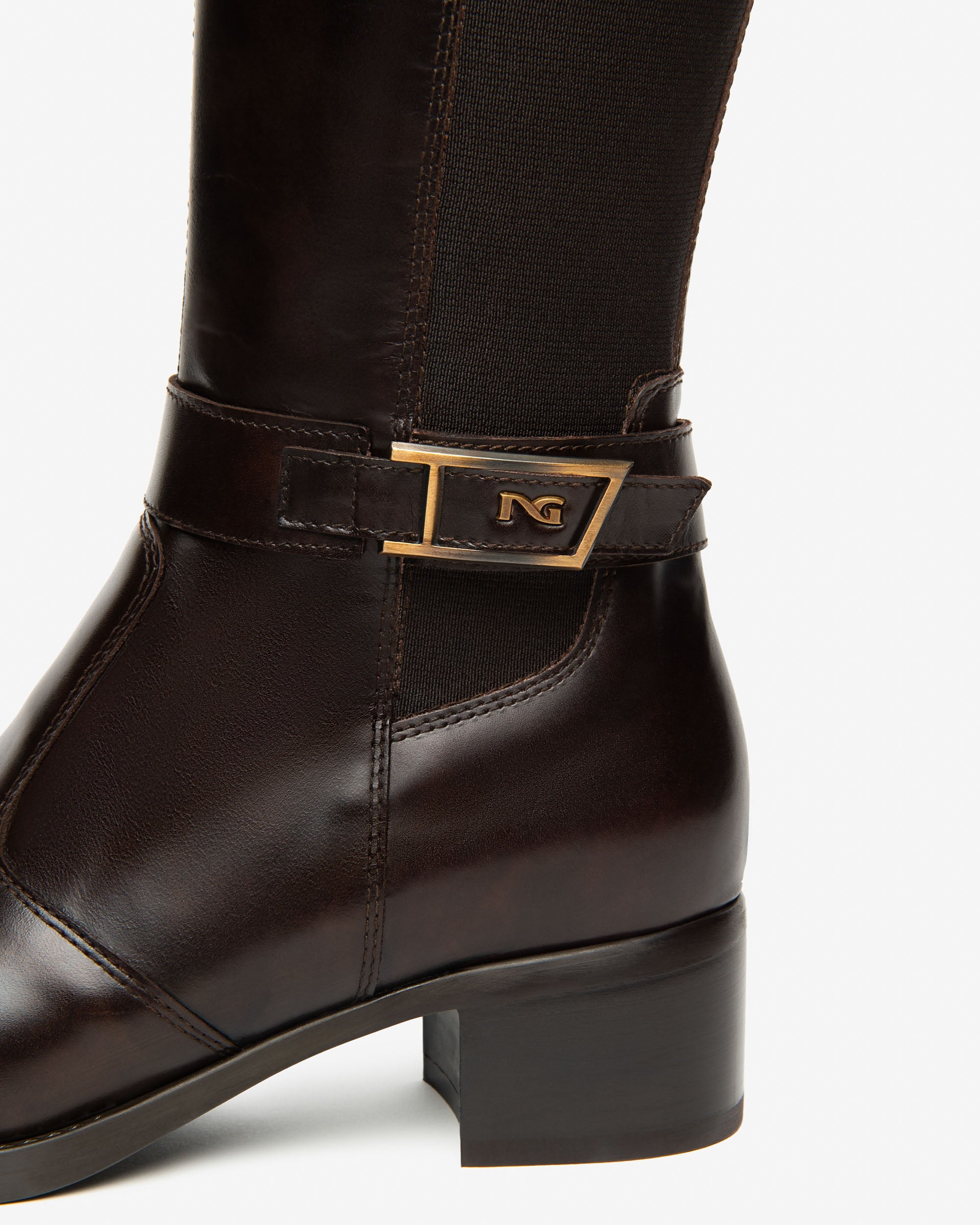 Nero Giardini Boots bottes cuir tissu femme talon 40