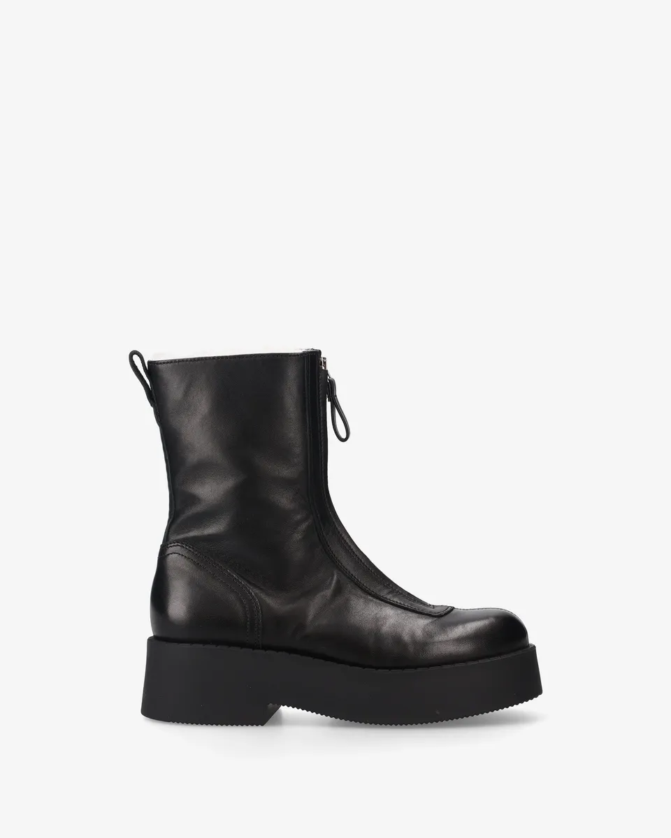Premiata Boots bottines cuir noir plateforme zip