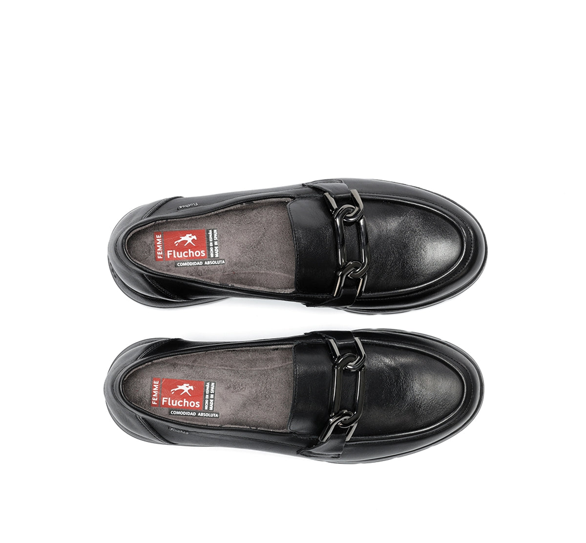Fluchos Gladis F1794 mocassin noir cuir femme