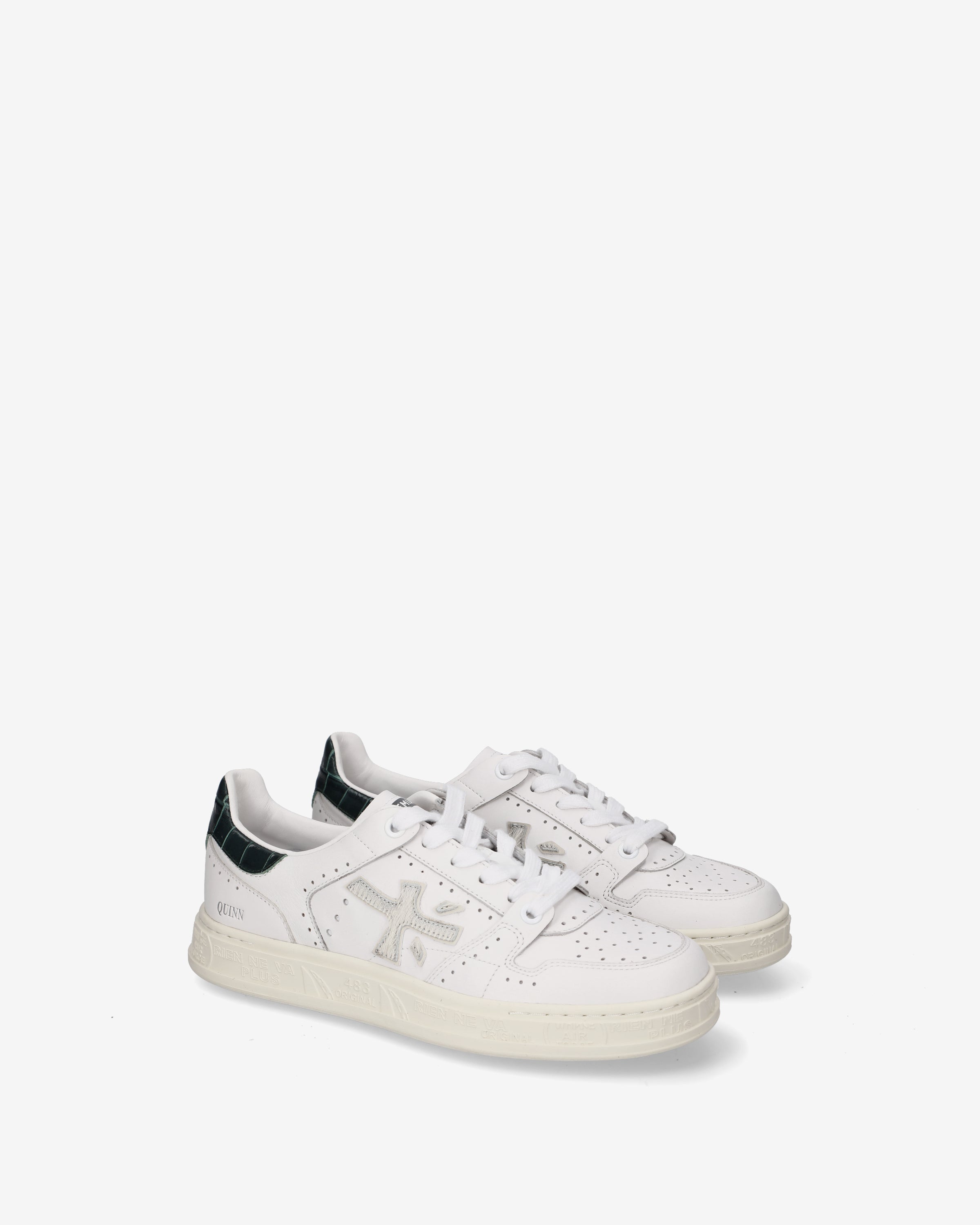 Premiata Quinnd 8641 baskets cuir blanc vert