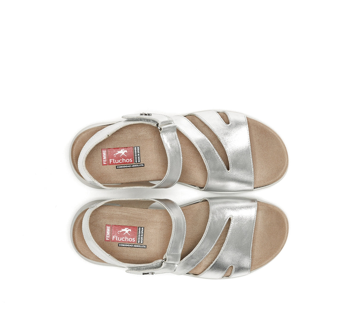 Fluchos Yagon F1478 Sandales Femme Argenté Cuir