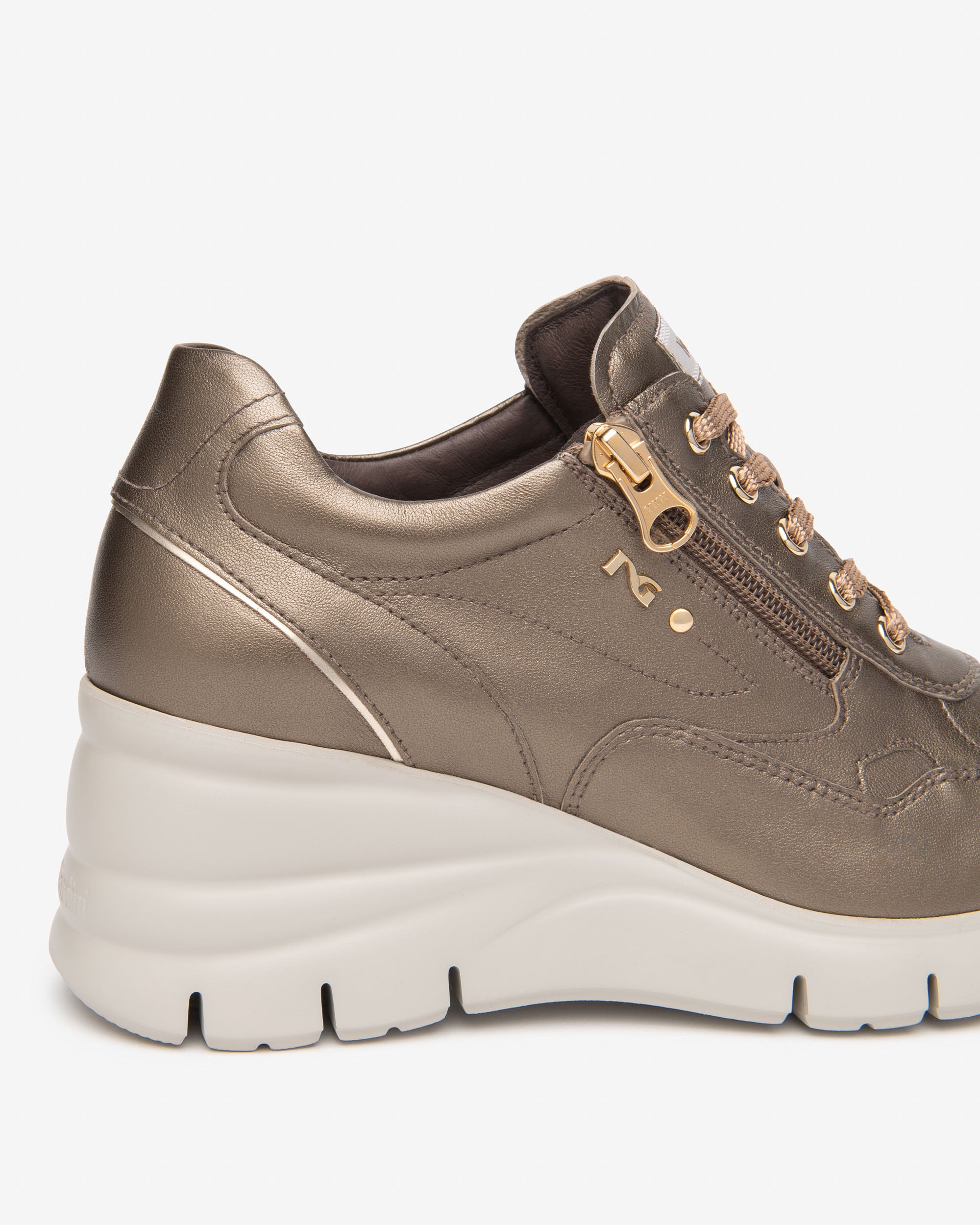 Nero Giardini Sneakers cuir femme compensées zip