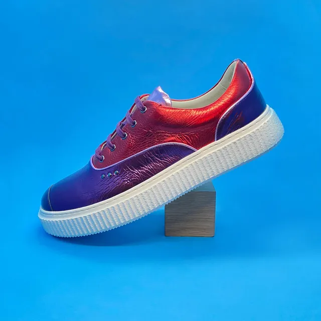 Me.Land Meaker basket cuir rose métallisé multicolore