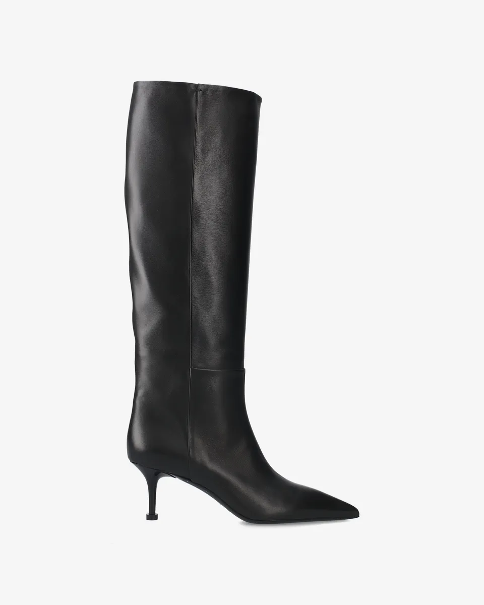 Premiata bottes cuir noir talon 65 mm femme